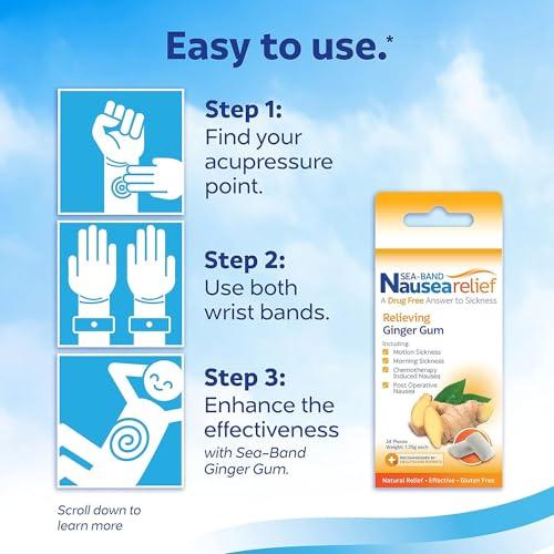 Sea-Band Sea-band Anti-Nausea Acupressure Wristband for Motion & Morning Sickness - 1 Pair Pink