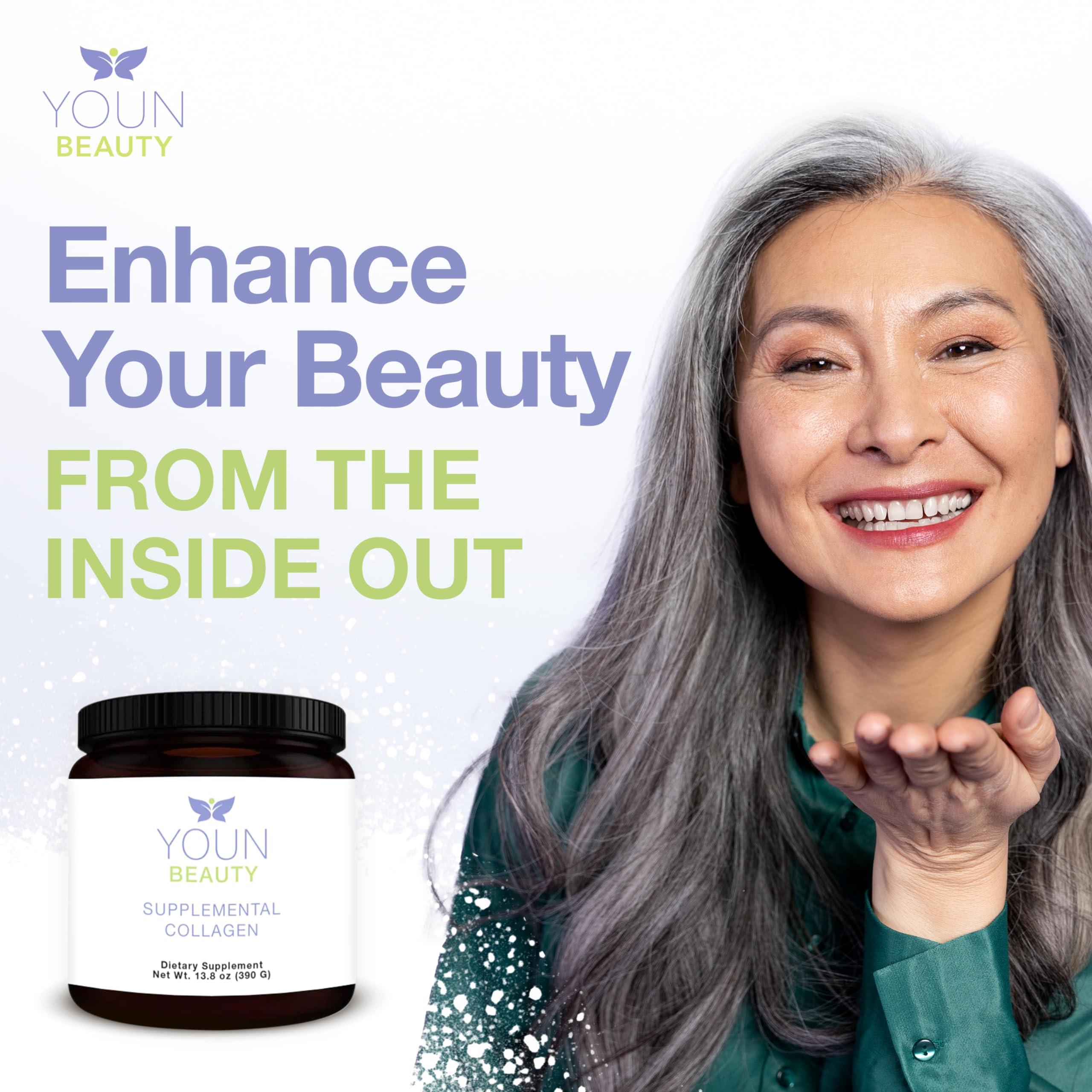 YOUN Beauty YOUN Beauty Supplemental Collagen Powder by Holistic Plastic Surgeon Dr. Anthony Youn, 30 Servings (Unflavored)  Fortigel, Fortibone & Verisol Multi-Collagen Peptides for Skin Health