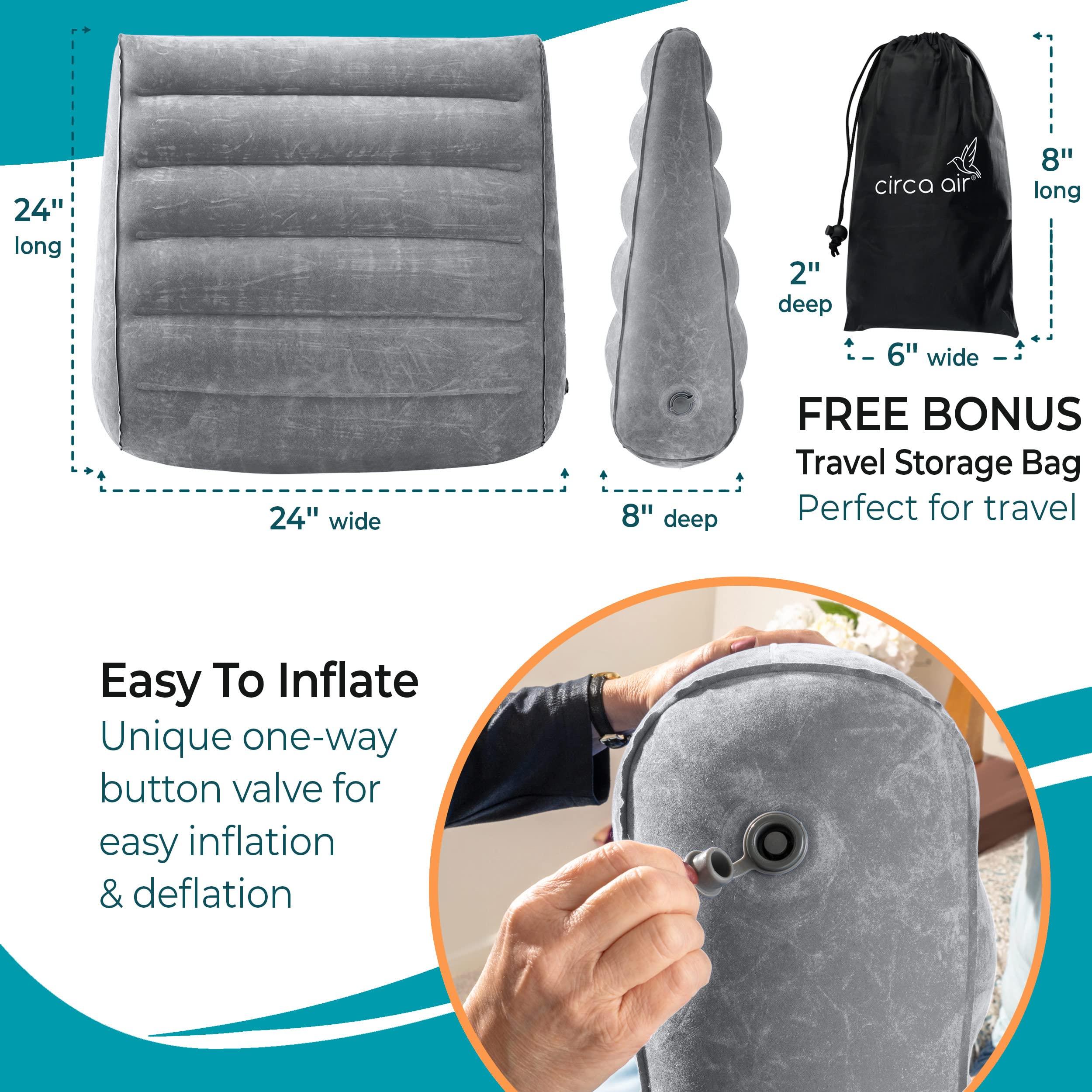 Circa Air Circa Air Inflatable Wedge Pillow for Travel - Plus Pillow Case. Sleep Better with Incline Pillow Wedges for Acid Reflux, GERD, Snoring. Travel Wedge Pillow for Leg Elevation, Knee and Back Support