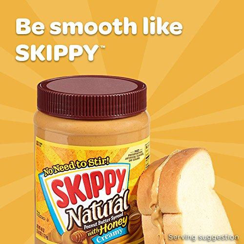 SKIPPY Skippy Creamy Peanut Butter, Natural with Honey, 15-Ounce Jars (Pack of 6)