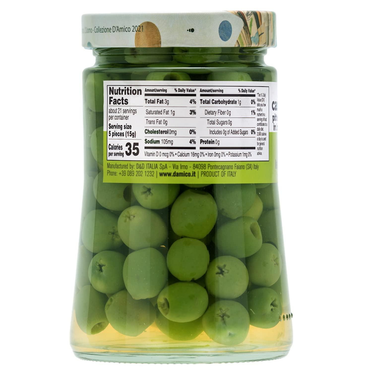 FRATELLI D'AMICO Castelvetrano Green Italian Olives Pitted, 24 oz, Premium Quality, Chef Selection, Sicilian Green Olives, Olive Pitted, 24 oz (700g), Imported From Italy, Natural Olive, Martini Olives for Stuffed, Fratelli D\'Amico
