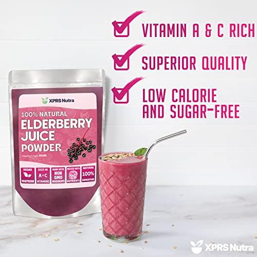 XPRS Nutra XPRS Nutra Elderberry Juice Powder - Elderberry Powder Organic Fruit Juice Mix - Powdered Elderberries Supplement Rich in Vitamins A and C (16 oz)