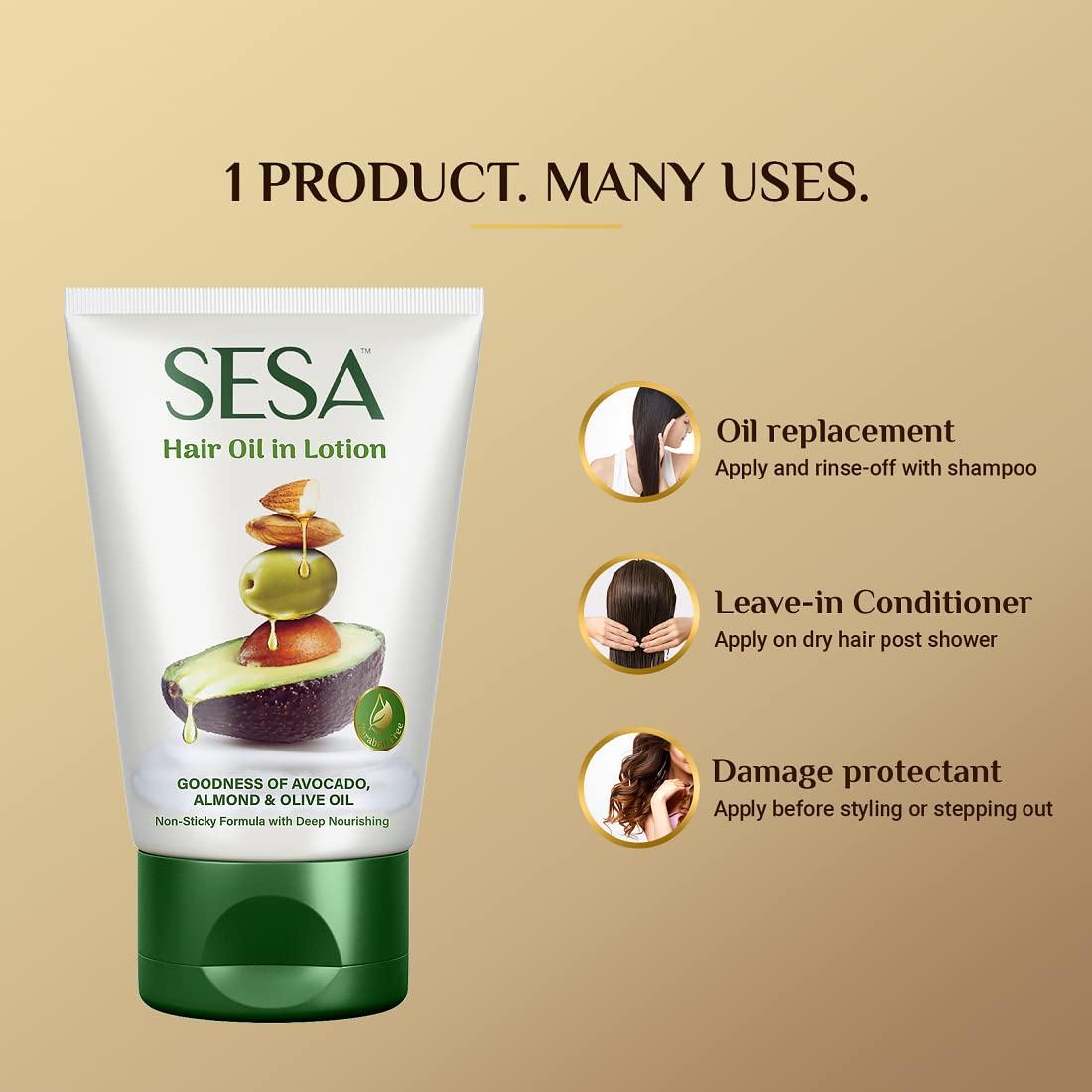 sesa sesa Hair Oil in Lotion Non-Sticky Oil Replacement Bhringraj & 17 Ayurvedic Herbs with 7 Nourishing Oils & Vitamin E All Hair Types NO Mineral Oil 100 ml (Pack of 1) Hair Oil in Lotion 100ml