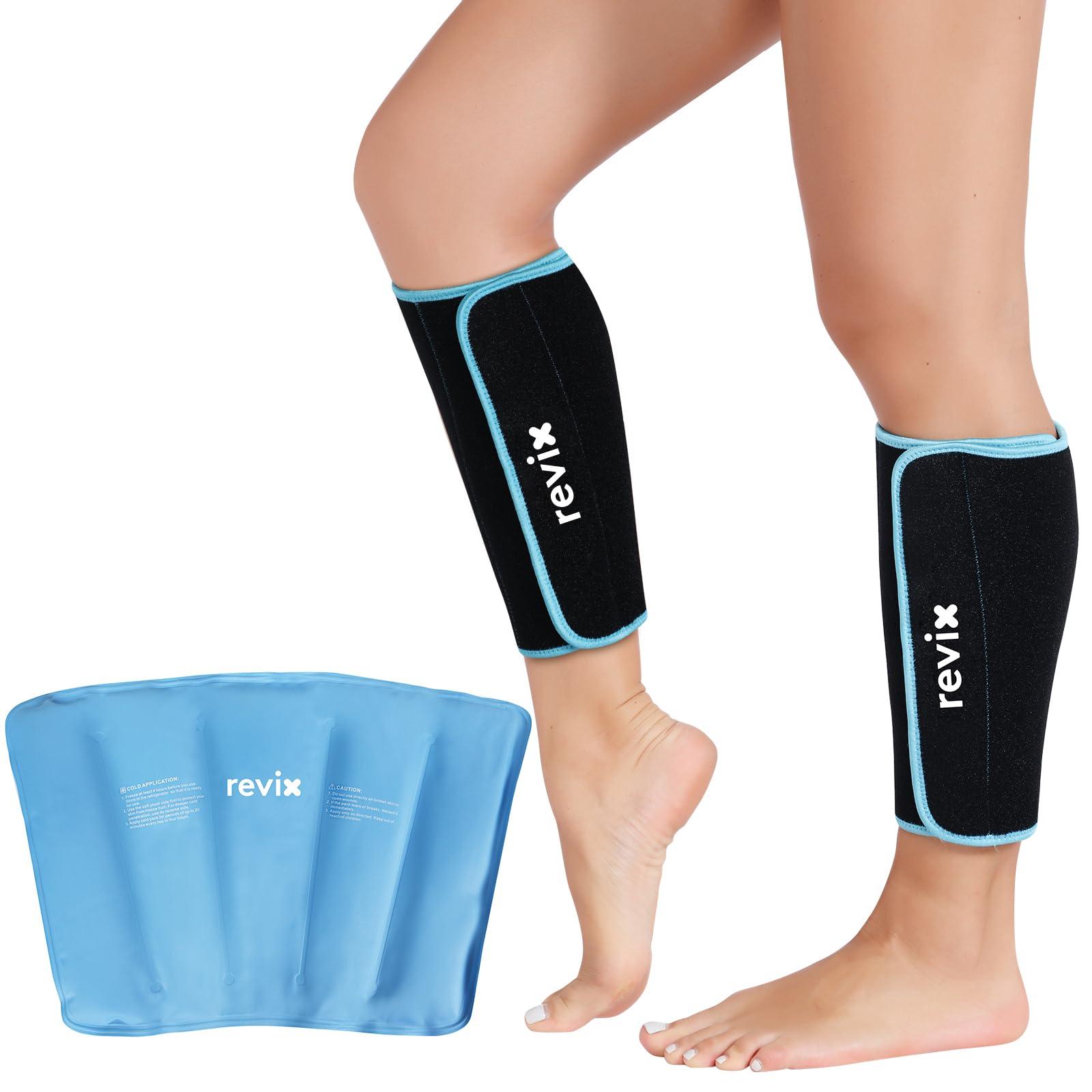 REVIX REVIX Calf and Shin Ice Packs, Reusable Leg Cold Packs for Shin Discomfort Relief, Cold Compression Brace for Leg, Elbow, Knee Post-Workout Recovery and Support, Set of 2