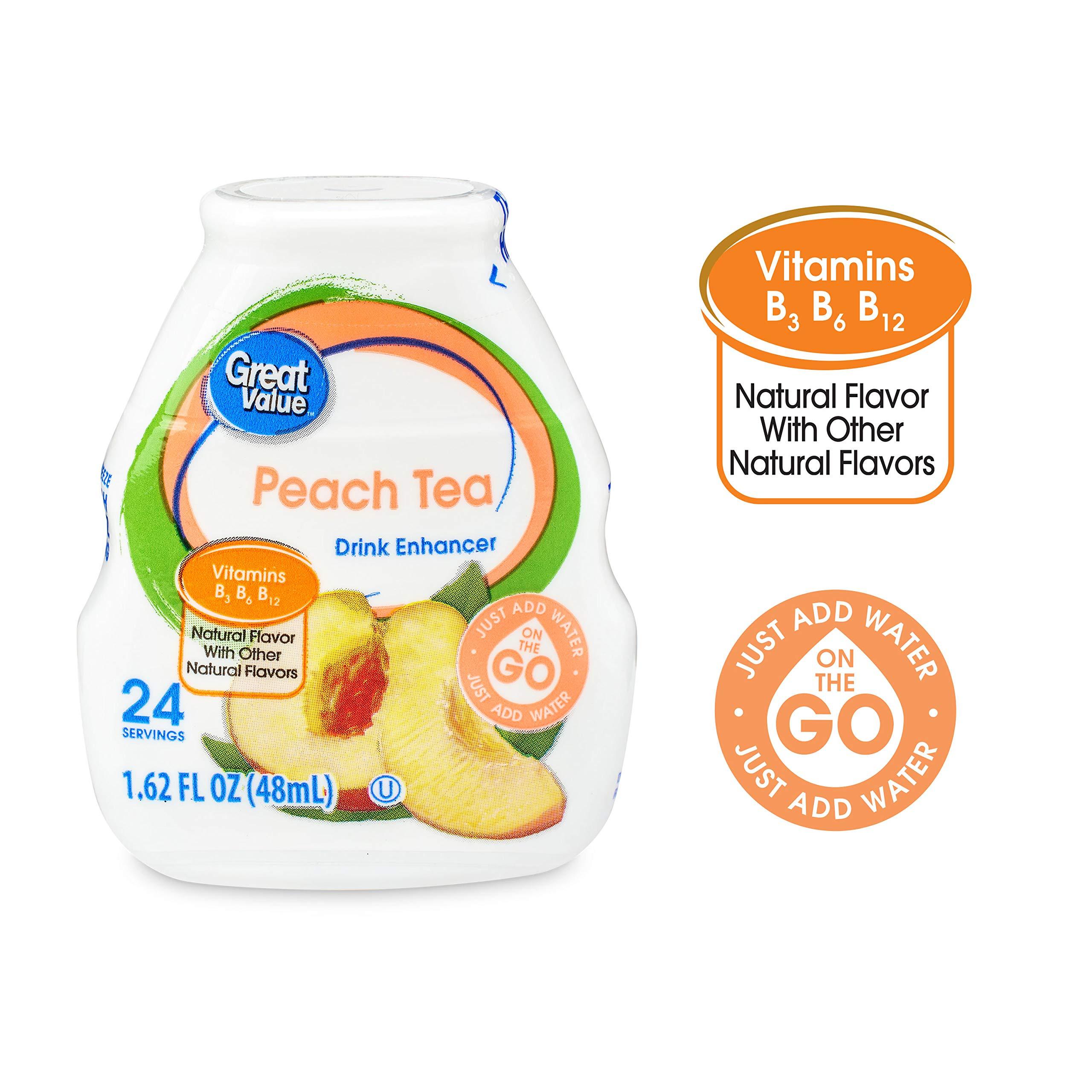 Great Value Great Value Liquid Flavor Enhancer Tea Selection - Southern Sweet tea, Peach, Raspberry-Black Tea. Sugar-Free, t. 6 Bottles 1.62 oz each