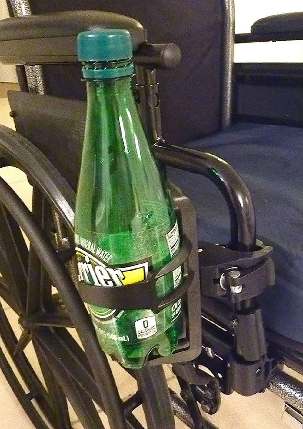 Karman Healthcare Karman S-Ergo 115 18" X 17" seat Ergonomic Transport Wheelchair with Wire Break and Swing Away Footrest in Silver and Free Silver Wheelchair Seatbelt & Black Bottle Holder!