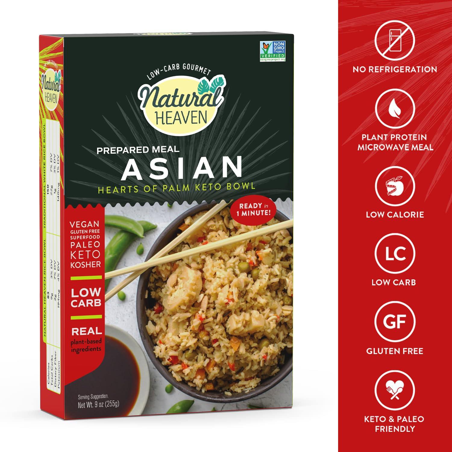 Natural Heaven Natural Heaven Hearts of Palm Asian Keto Food Bowl 6-Pack Prepared Meals, Ready in 60 Seconds, 9 Oz Ea