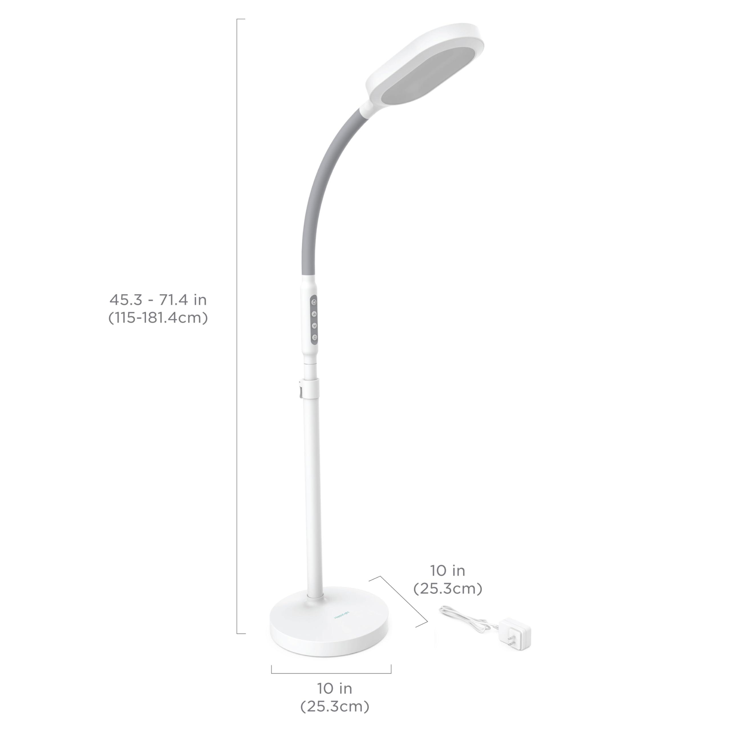 Verilux Verilux HappyLight Duo - 2-in-1 Light Therapy & Task Floor Lamp - UV-Free Full Spectrum LED, 10,000 LUX, Adjustable Brightness and Color, Flexible Gooseneck, and Adjustable Height