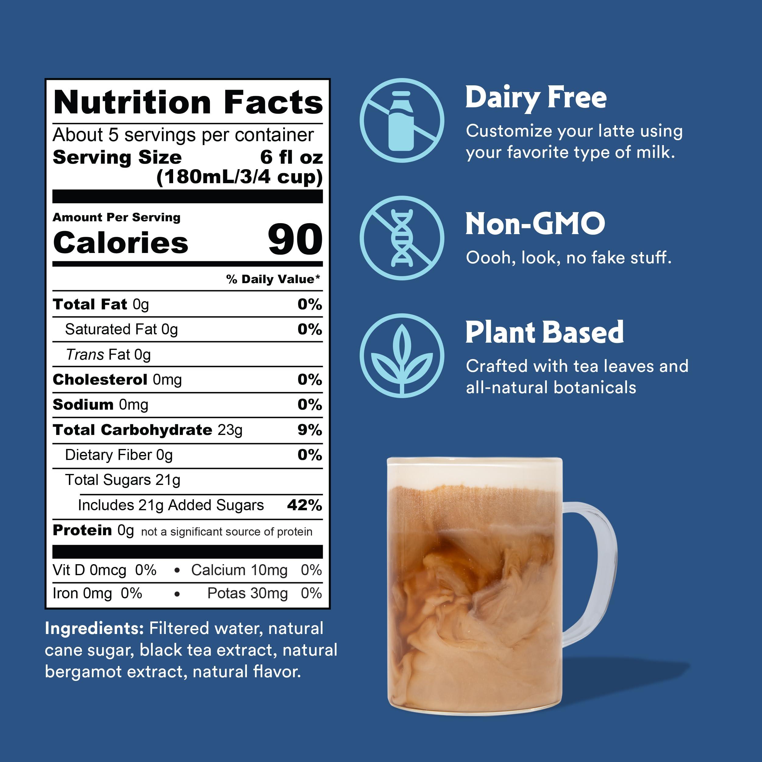 Stash STASH Earl\'s Delight Earl Grey Tea Latte Concentrate - Barista Style Caffeinated Black Tea Beverage - Crafted in Oregon - Plant Based and Dairy-Free, Serve Hot or Iced, 32 fl oz (Pack of 6)