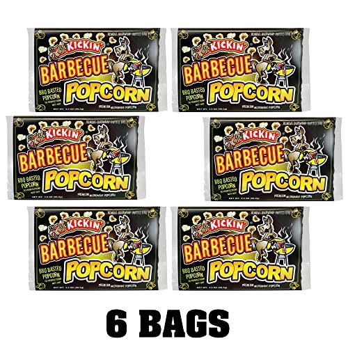 ASS KICKIN' KICKIN' BBQ Microwave Popcorn Bags - 6 Pack - Ultimate Barbecue Gourmet Popcorn Gift - Makes a Great Movie Theater Popcorn or Snack Food for Movie Night