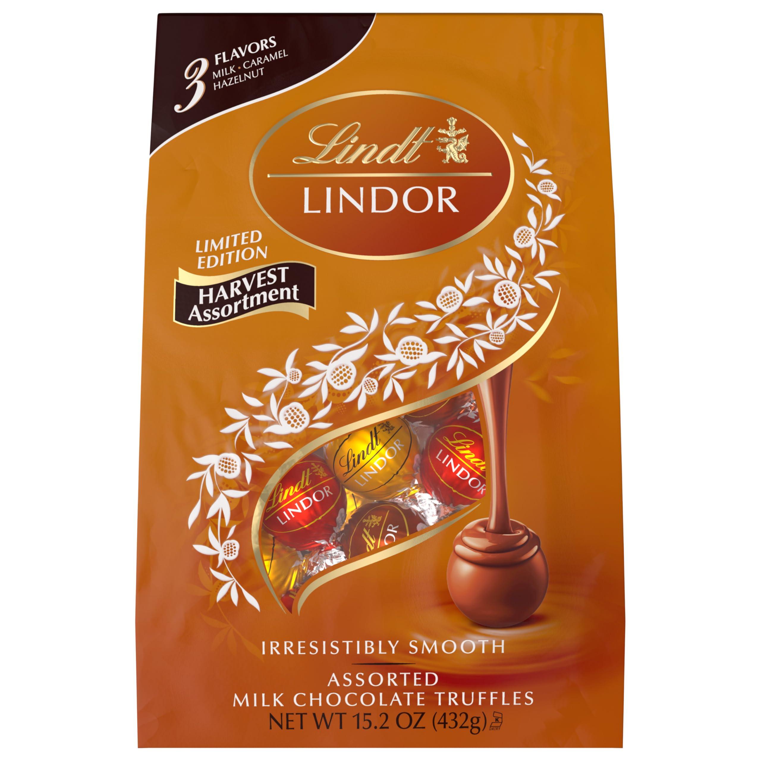 Lindt Lindt LINDOR Harvest Milk Assorted Chocolate Candy Truffles, Chocolates with Smooth, Melting Truffle Center, 15.2 oz. Bag