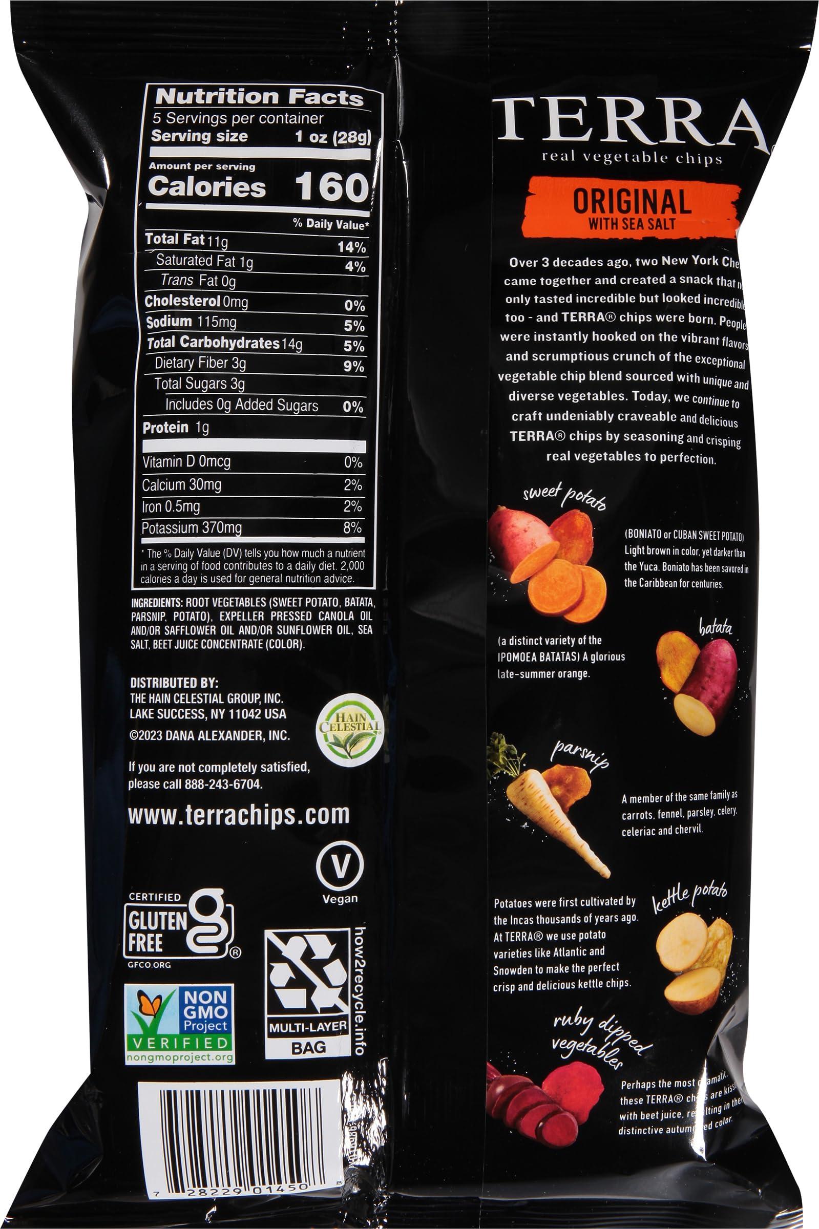 Terra Terra Vegetable Chips, Original Vegetable Chips with Sea Salt, 5 oz