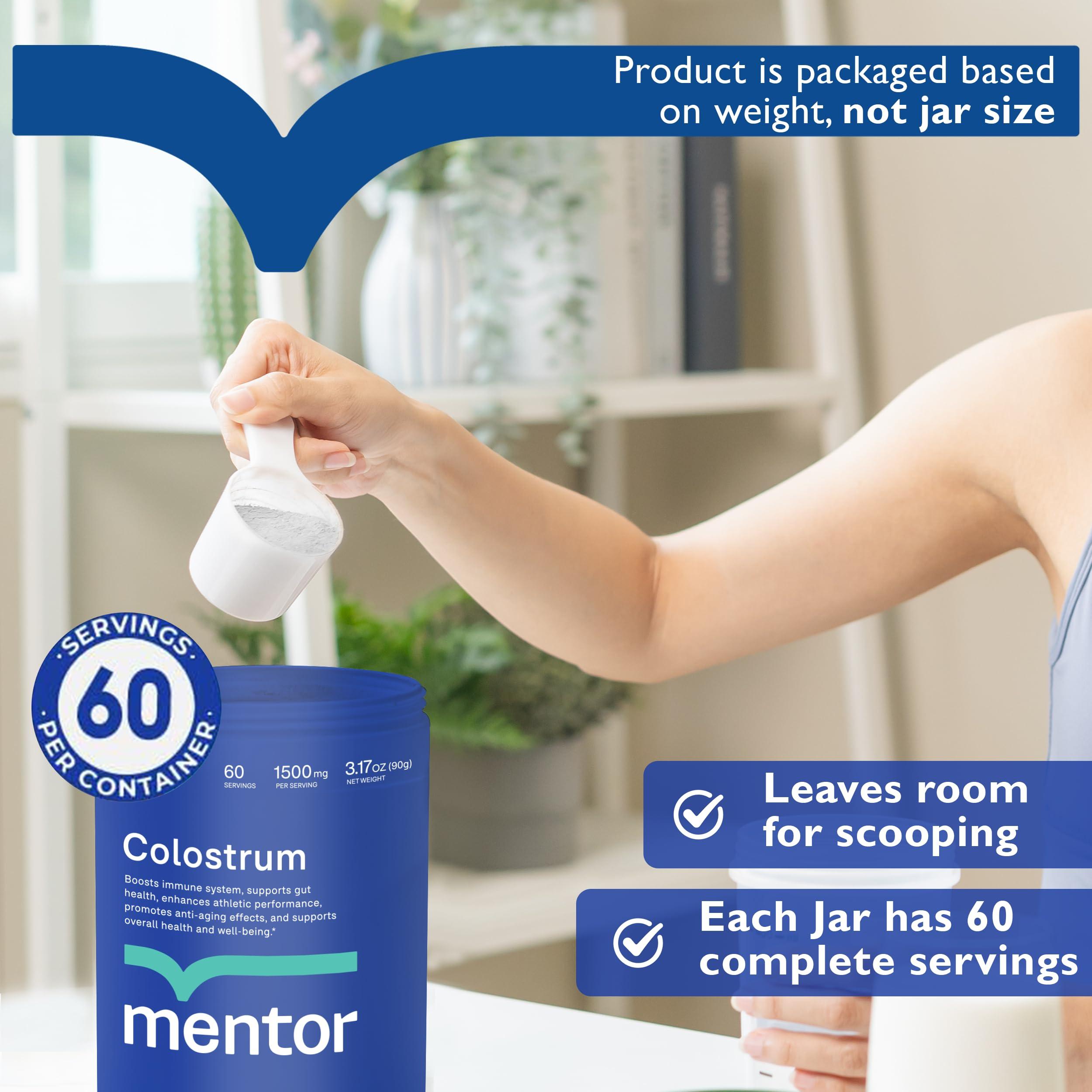 Mentor Mentor Colostrum Powder Supplement for Humans - Organic Bovine Colostrum Supplement for Gut Health, Hair Growth, Beauty, and Immune Support - Colostrum Protein