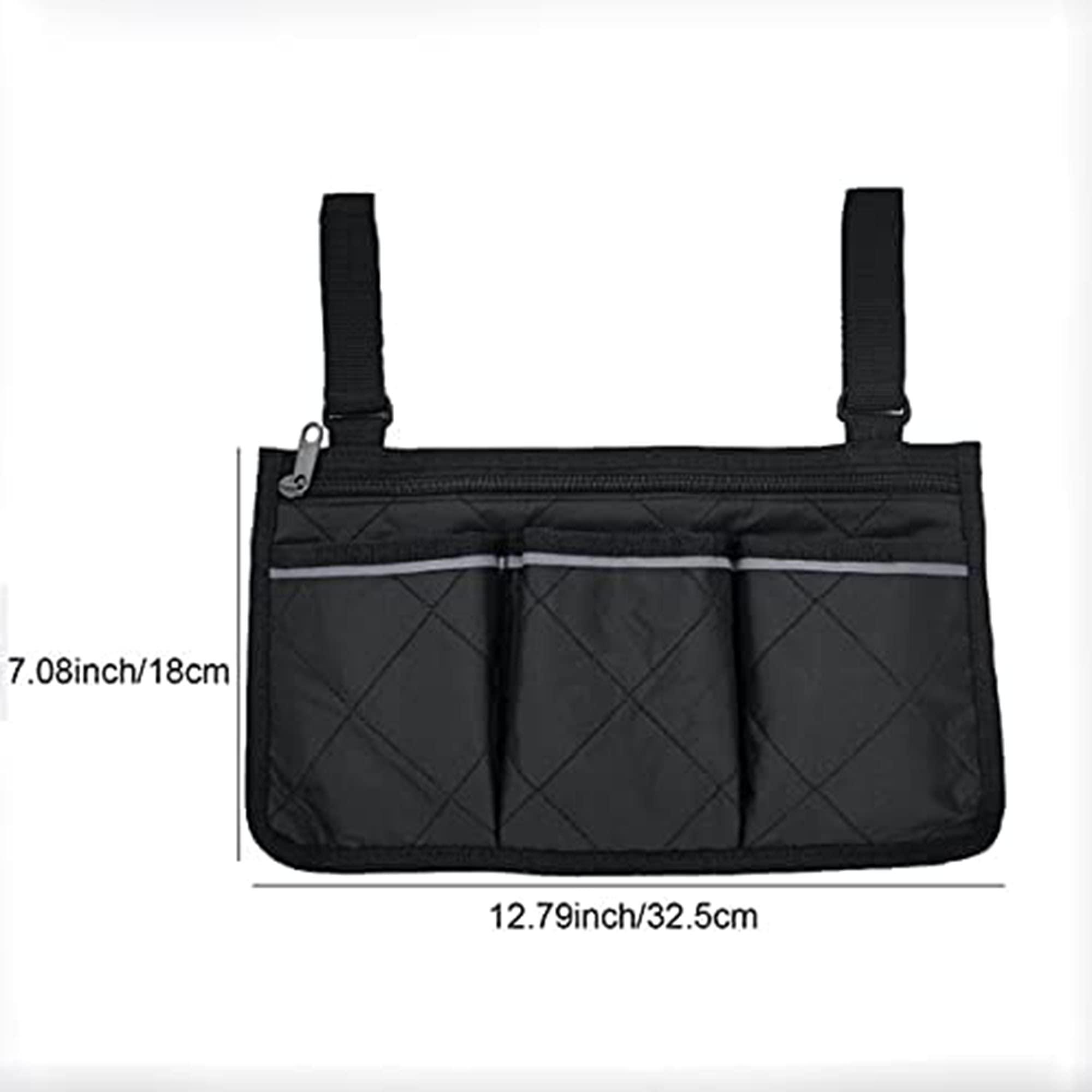MUBOYI MUBOYI Storage Bag with Reflective Stripes Armrest Bag, Electric Wheelchair Storage Bag, Walker, Walker, Mobile Carrying Bag,Black