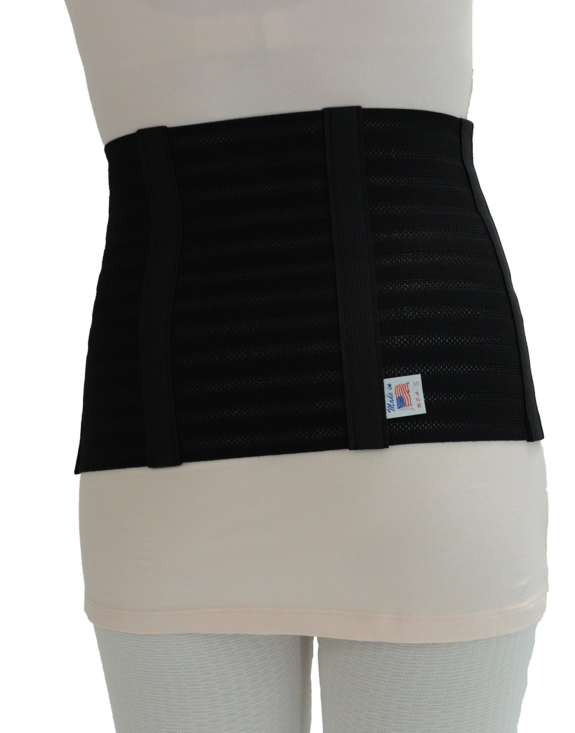 ITA-MED ITA-MED 9\" Wide Breathable Abdominal Binder for Women, Ideal Wrap for Postpartum, C-Section, and Post Surgery Recovery, Body-Shaping Effect, Made in USA, Black, Large