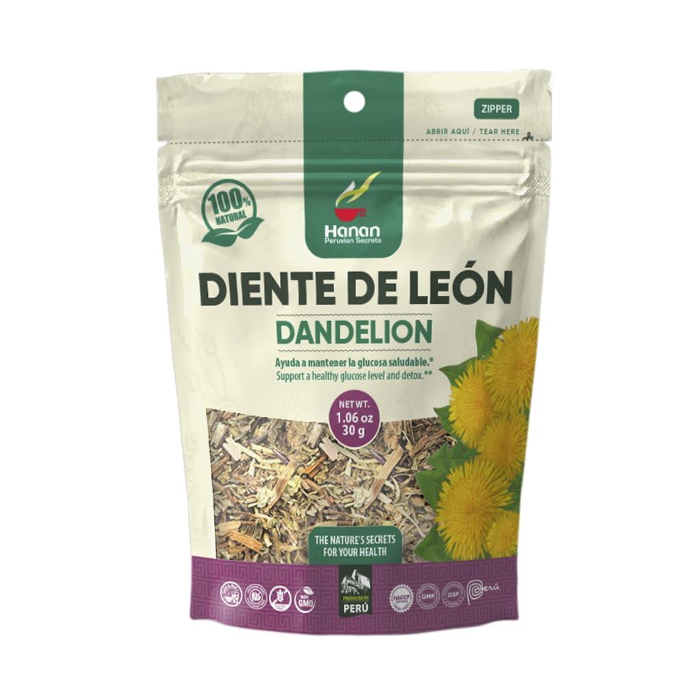 HANAN PERUVIAN SECRETS Hanan Peruvian Secrets Diente De Leon Herbal Tea | 100% Natural Dandelion Leaves | 1.06oz / 30g | Naturally Supports Healthy Digestion | Soothes Occasional Stomach Discomfort