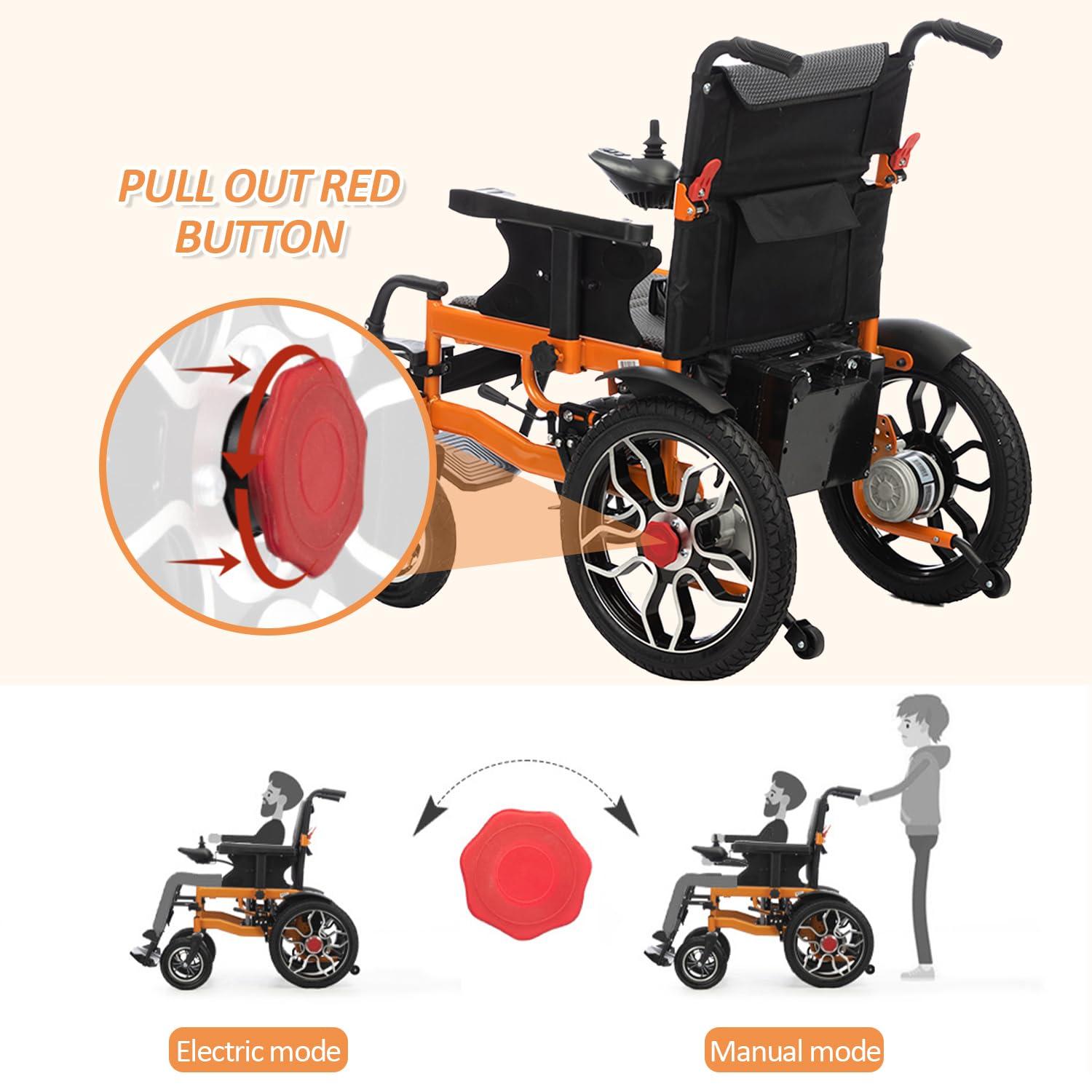 MSFDC Lightweight Electric Wheelchair,Foldable Electric Wheelchairs for Adults,20 Mile Long Travel Range Power Wheelchairs Intelligent Motorized Wheelchair for Seniors,Portable Airline Approved (20in Seat)