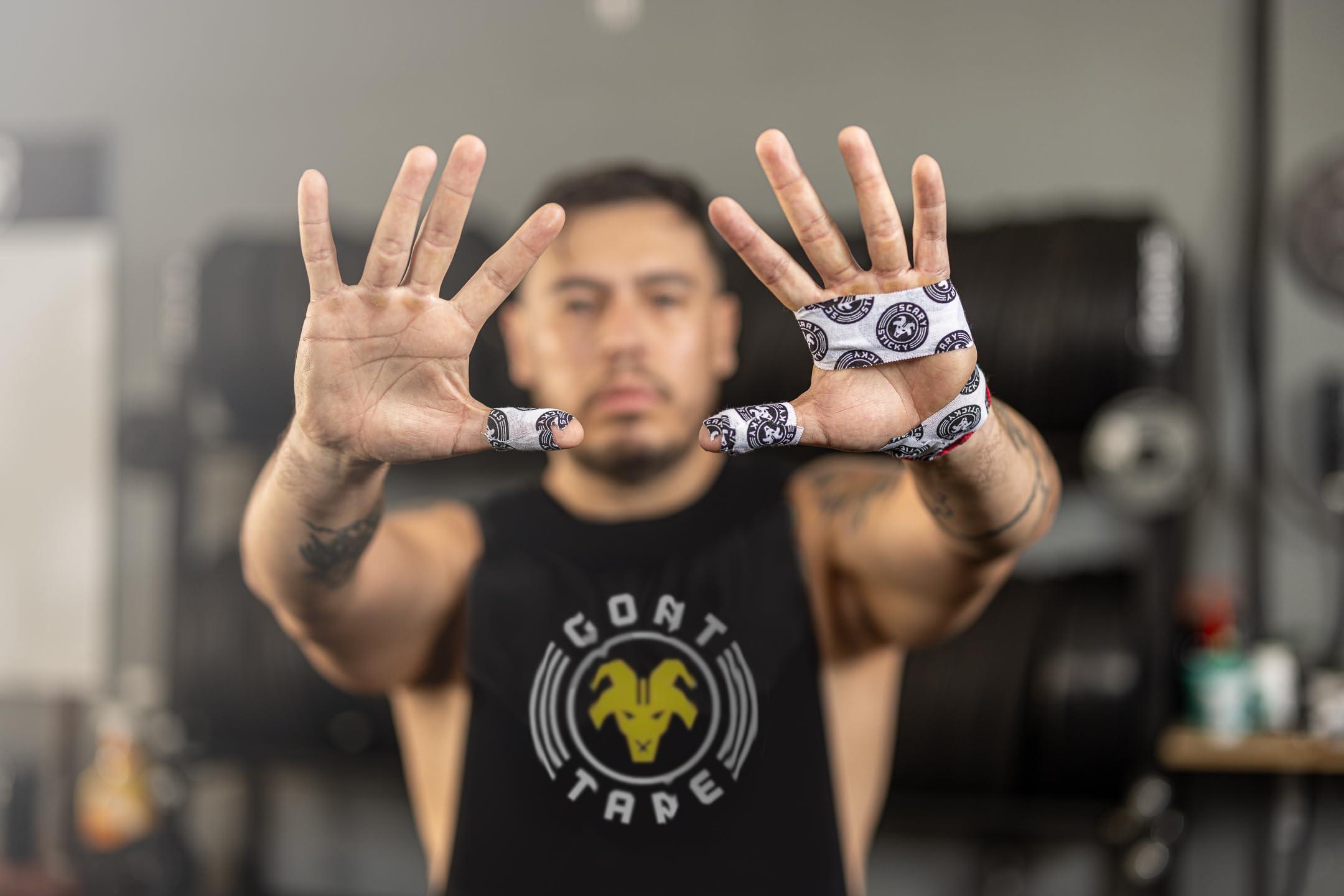 Goat Tape Goat Tape Scary Sticky Premium Athletic Tape, Weightlifting Tape, Thumb Tape for Hook Grip, Sticks with You Through The Toughest Fitness Workouts and Lifts, White/Black, 2 Rolls