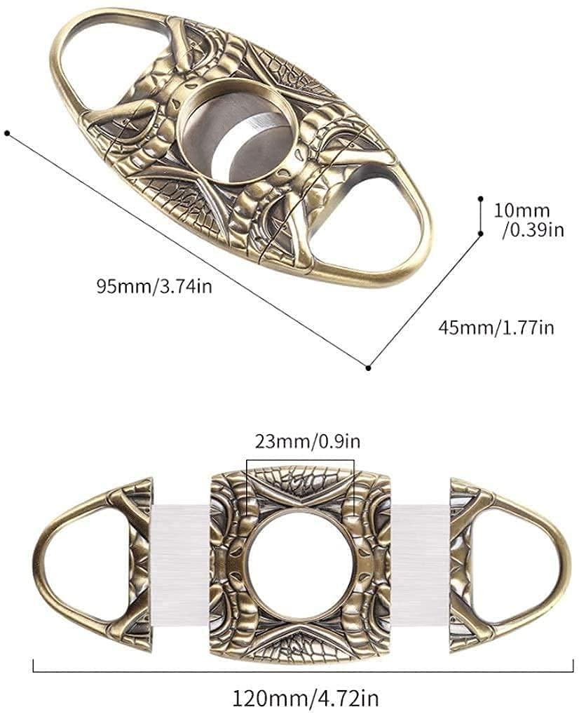 KANDUO KANDUO Cigar Cutter Antique Bronze Engrave Stainless Steel Double Cut Blade Cigar Guillotine,Stainless Steel Cigar Cutter Portable Cigar Cutter