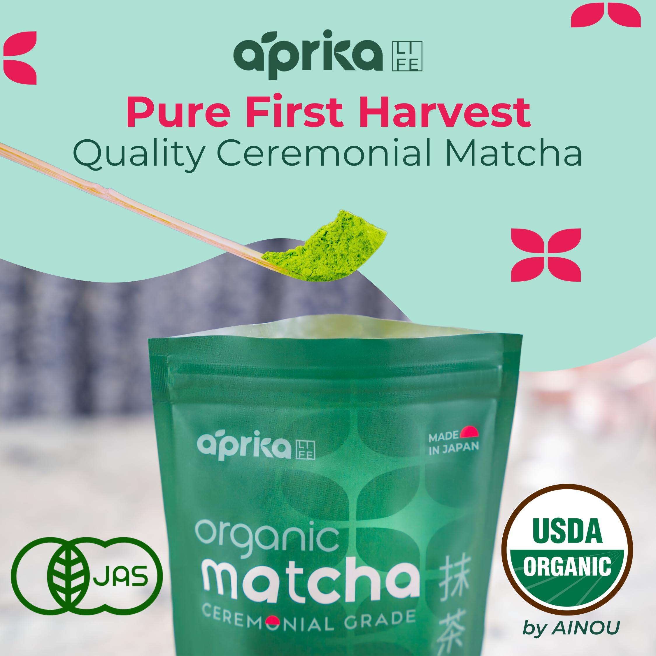 aprikalife AprikaLife Organic Matcha Powder, USDA & JAS Certified, No Sugar Added, Authentic Japanese Ceremonial Grade Matcha Green Tea Powder, 3.5 oz/100g