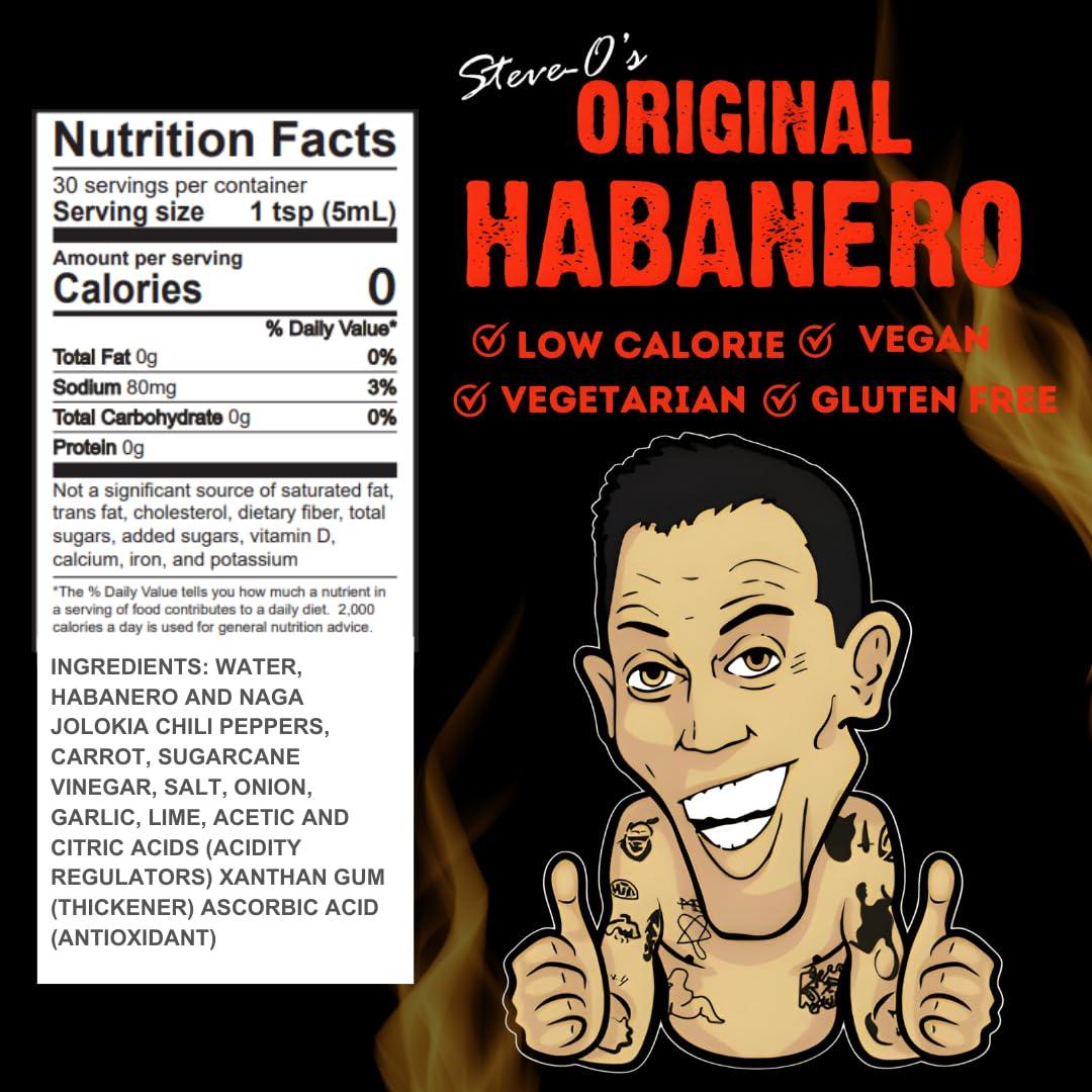 Steve-O\'s Steve-O\'s Original Hot Sauce Bundle | Habanero & Destroyer Hot Sauces - Garlic Habanero and Scorpion, Naga Jolokia, and Carolina Reaper Peppers (5 fl oz Sauces)