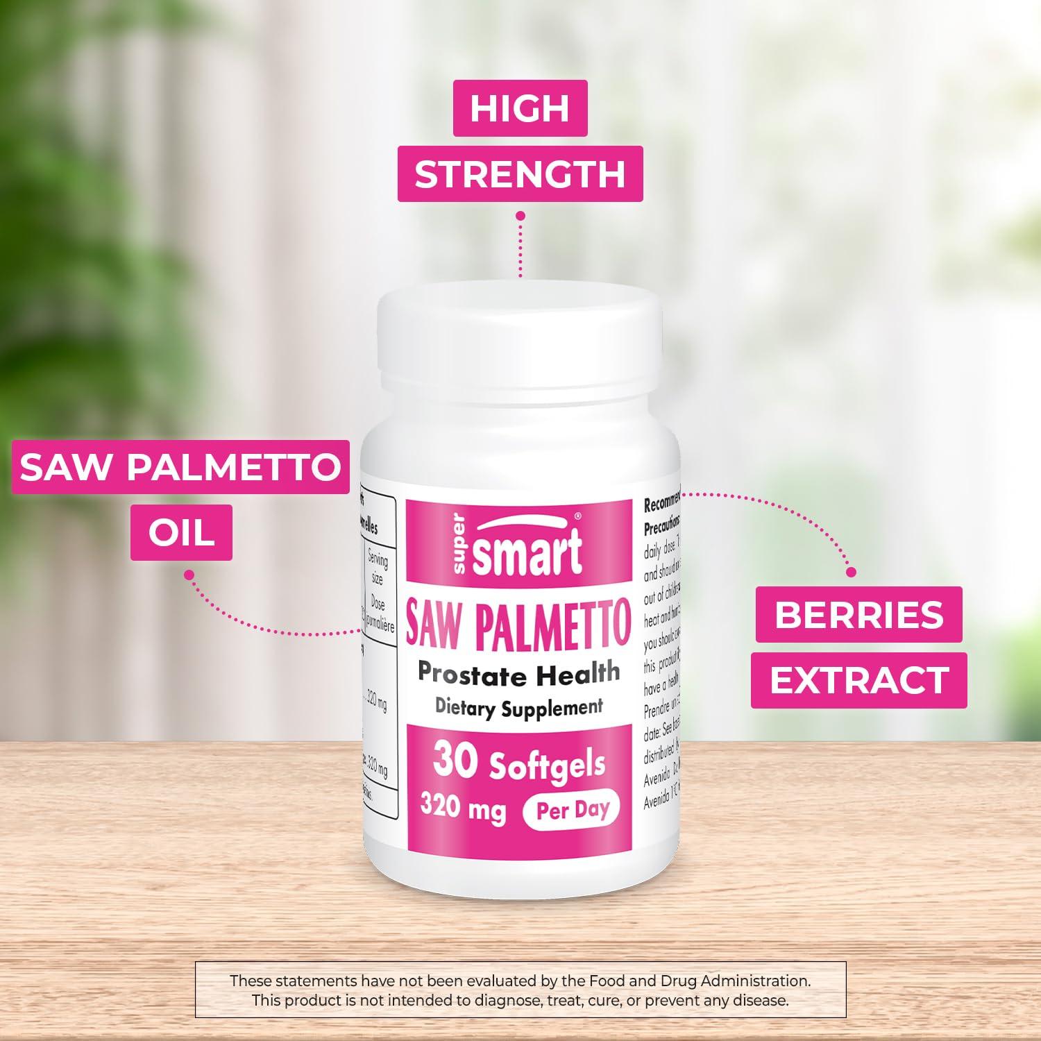 super smart Supersmart - Saw Palmetto 320 mg Per Day - Support Healthy Prostate & Urinary Tract - Natural Defense Supplement | Non-GMO & Gluten Free - 30 Softgels