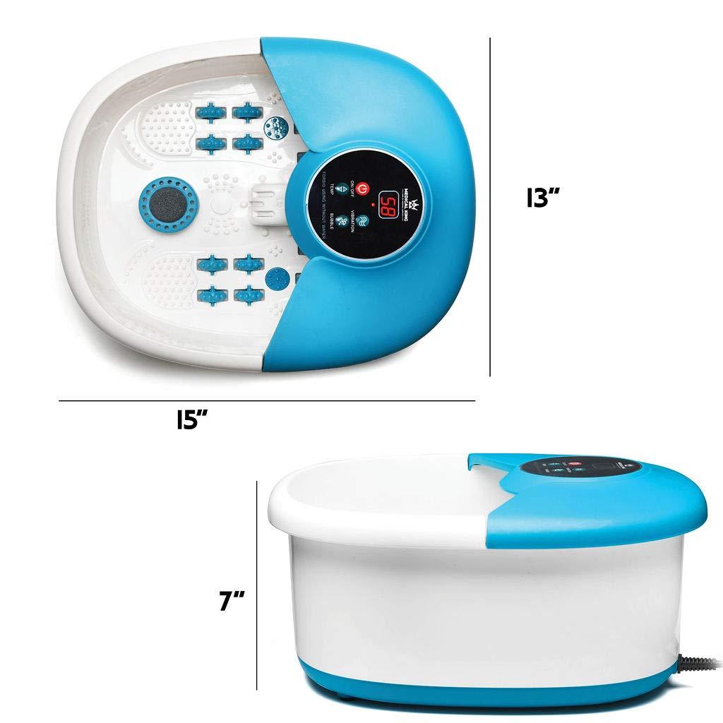 Medical king Foot Spa Massager with Heat, 14 Rollers in Foot Shape - 5 in 1 Foot Bath Massager Includes Adjustable Heating, Bubbles, Vibration, Pumice Stone, Mini Massage Points - for Tired Feet, & Stress Relief