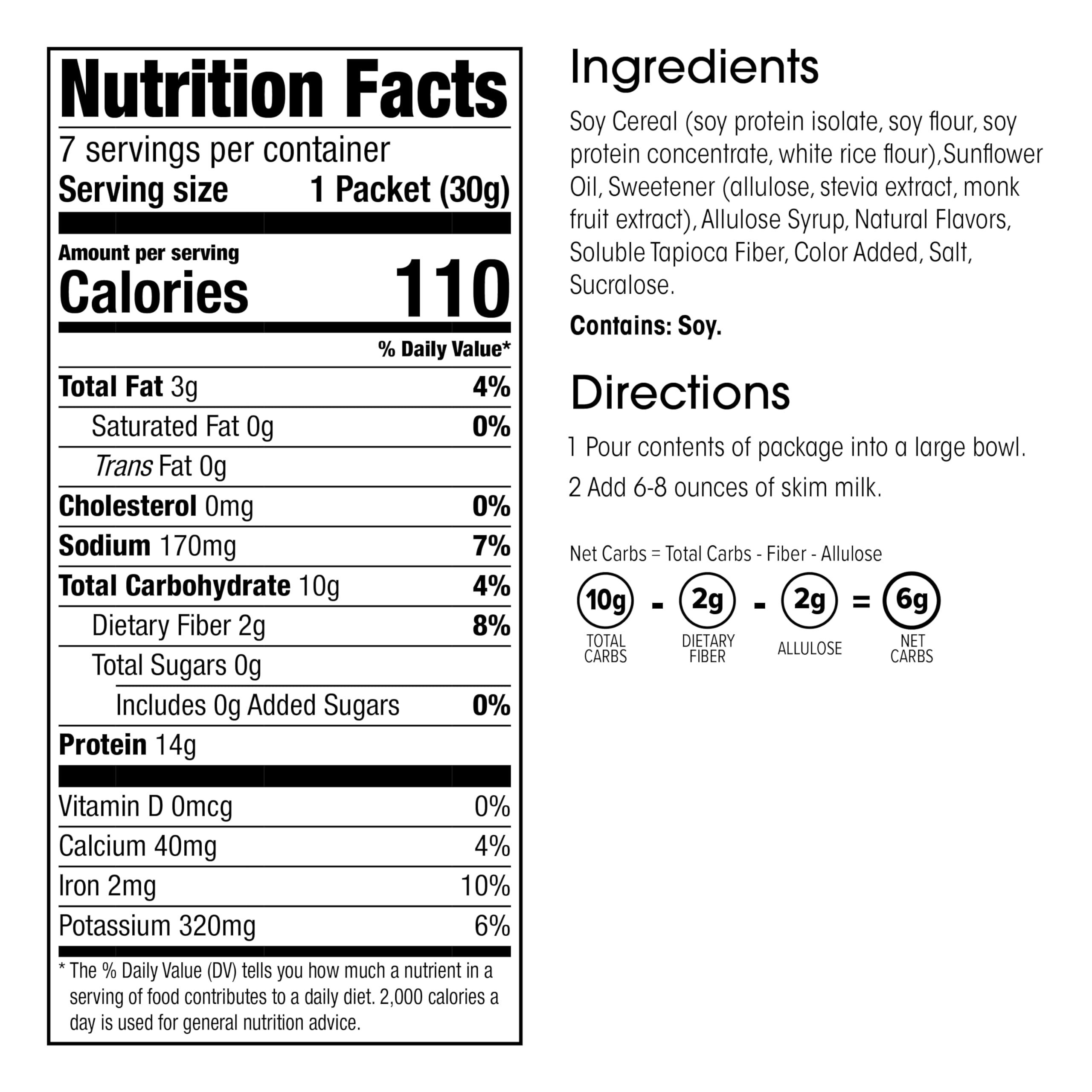 WonderSlim WonderSlim Protein Cereal, Fruity, Zero Sugar, Gluten Free, Keto Friendly & Low Carb (7ct)