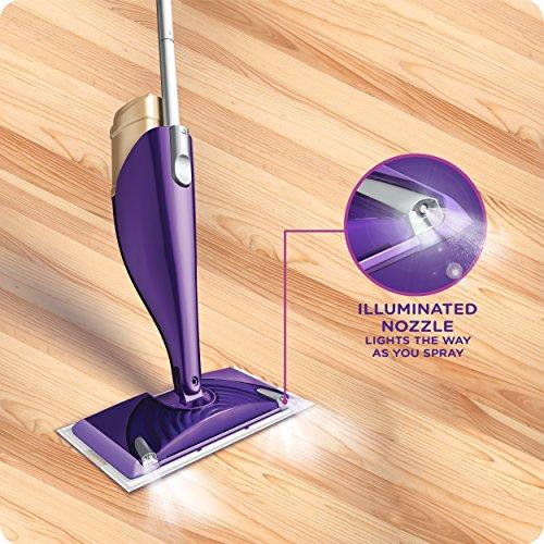 Swiffer Swiffer Wetjet Wood Floor Spray Mop Starter Kit Power Mop 5 Mopping Pads Floor Cleaner Liquid Solution, Purple, 1 Count