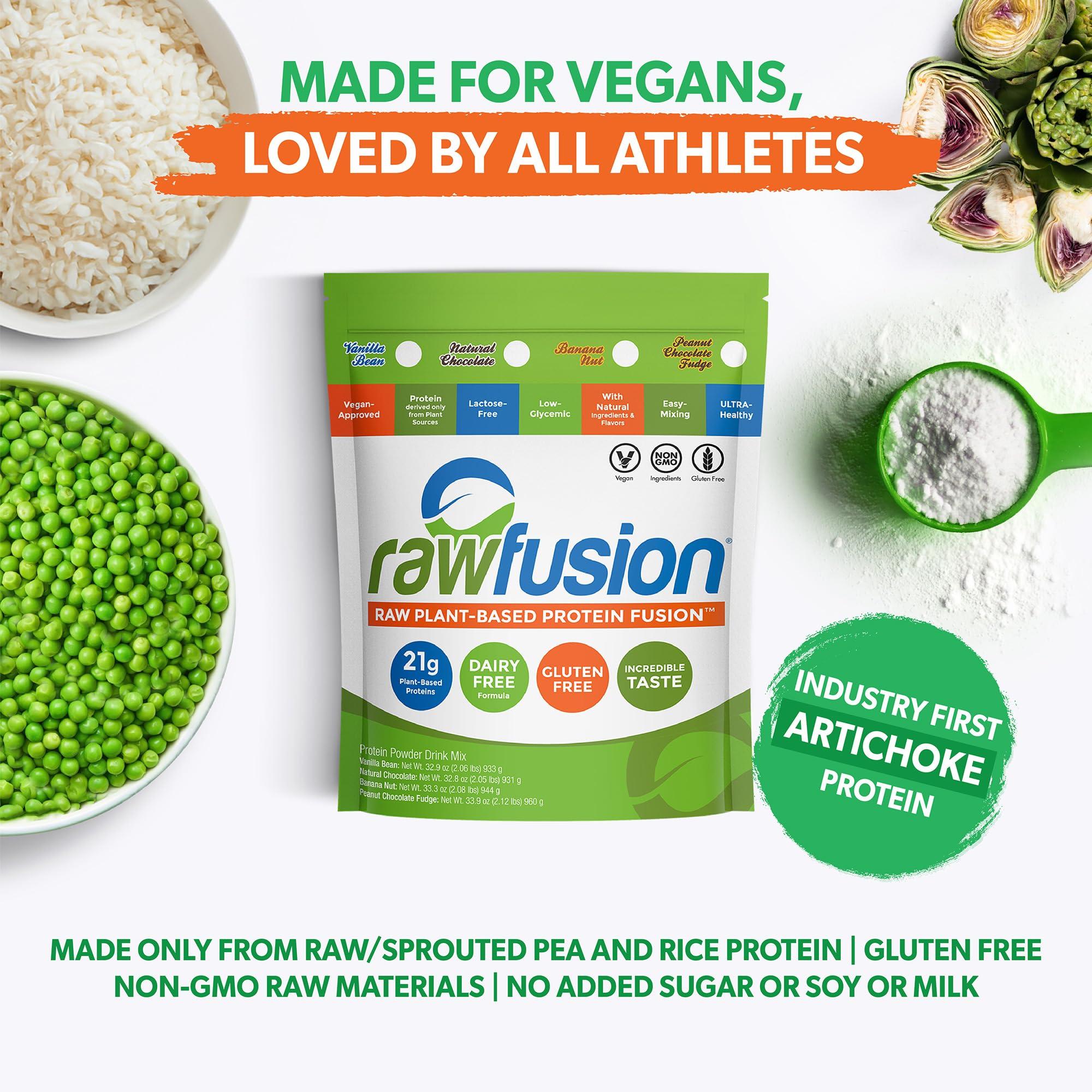 SAN Rawfusion- Vegan Protein Powder, Vanilla Bean - 30 Servings, 21g of Plant Based Protein, Low Net Carbs, Non-Dairy, Gluten/ Lactose Free, Soy Free, Kosher, Non-GMO, 2lb Pound