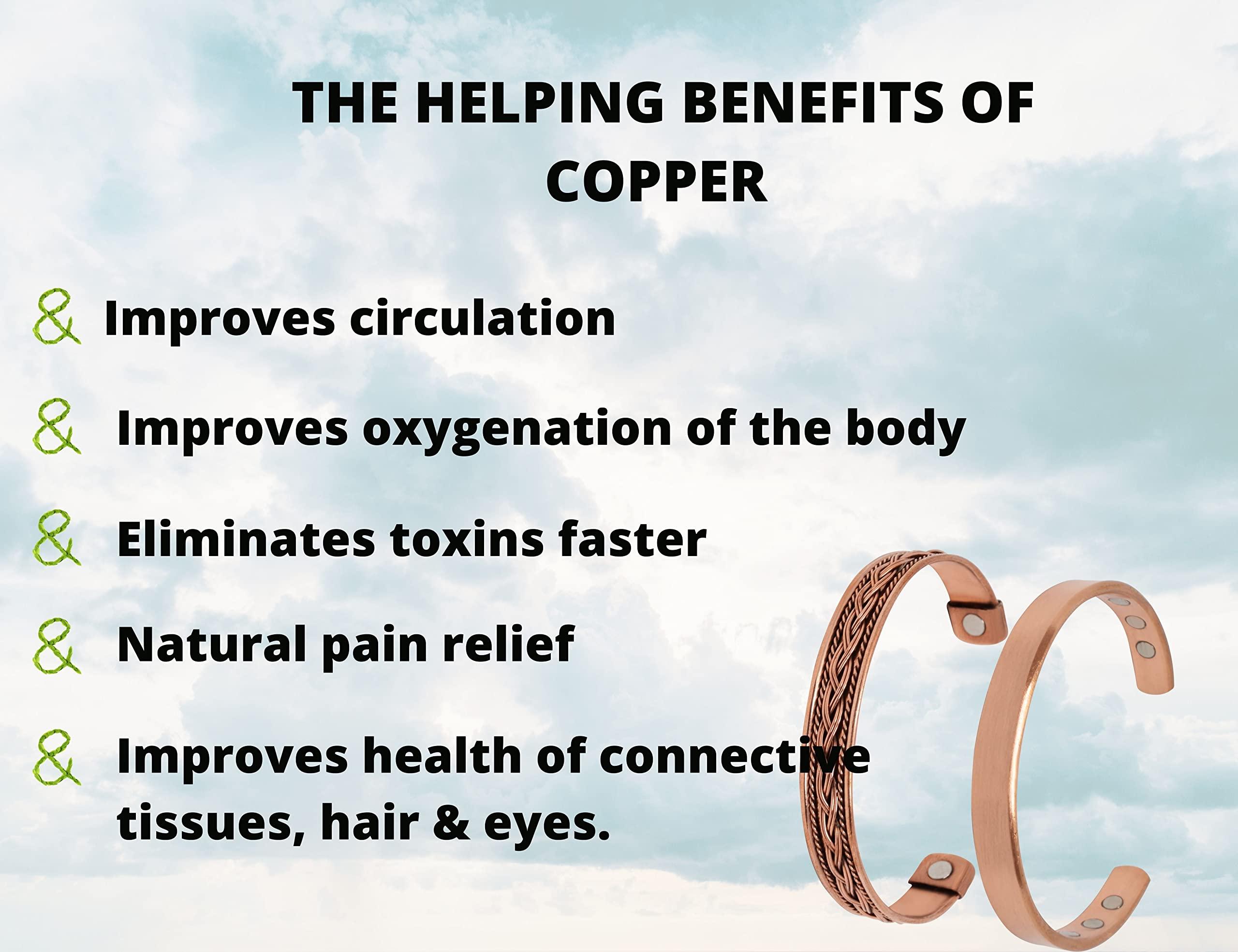 Coppervast Set of 5 Copper Bracelets for Women & Men | Powerful Magnets Effective and Natural Relief