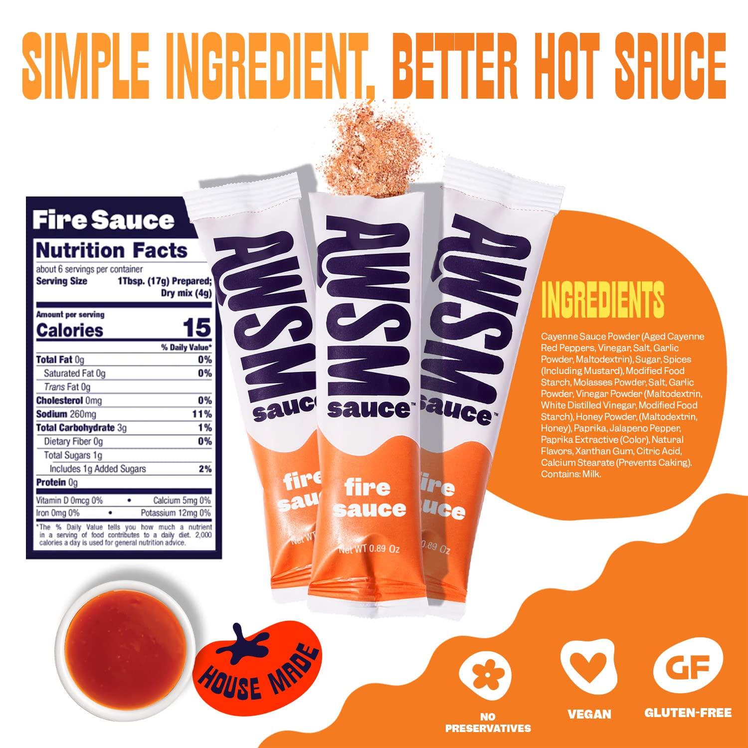 AWSM Sauce AWSM Sauce Chesapeake Fire Powdered Sauce | Savory and Spicy Hot Sauce, Just Add Water, Low Waste, Delicious and Sustainable Powdered Fire Sauce | Starter Kit, 1 Jar & 3 Sauce Packets