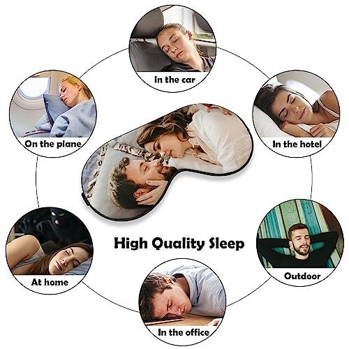 AMAPARK AMAPARK Custom Sleep Mask Add Your Own Design Personalized Photo Text Logo Soft Sleeping Masks for Men Women Wedding Anniversary Customized Gift, Blue Violet