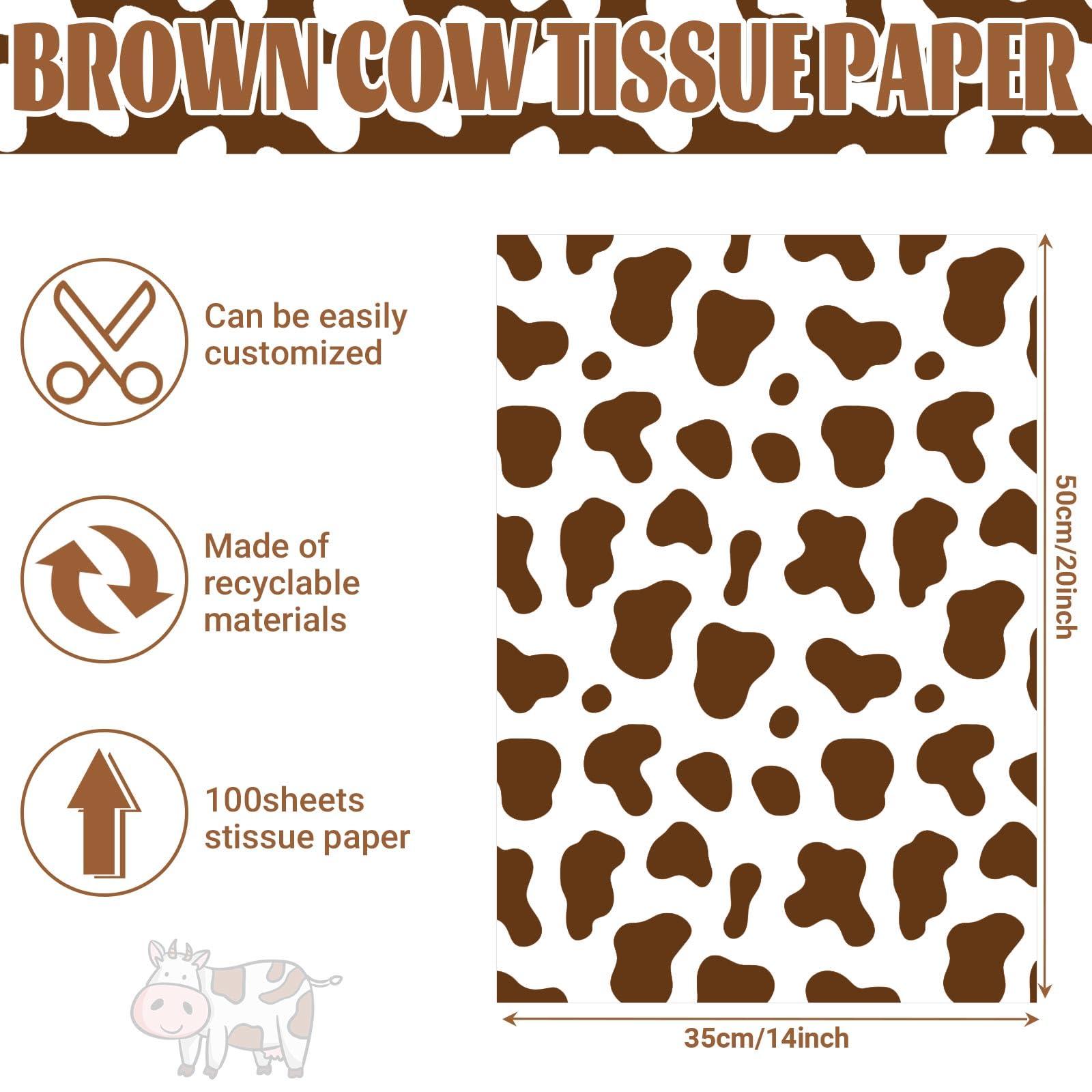 Bolsome Bolsome 100 Sheets 20 x 14 Inch Brown Cow Print Tissue Paper Highland Cow Print Tissue Paper for for Gift Wrapping, Birthday, Baby Shower, Cow Theme Party DIY Craft
