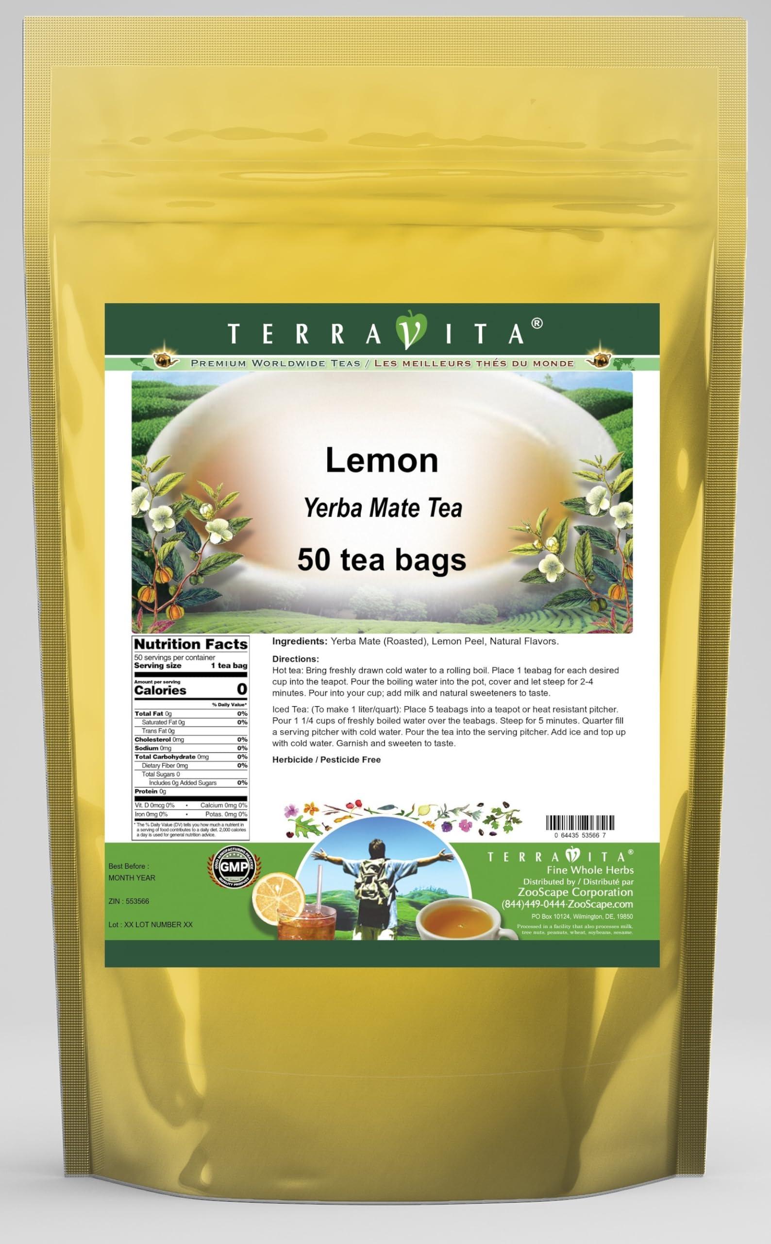 TerraVita Lemon Yerba Mate Tea (50 tea bags, ZIN: 553566)