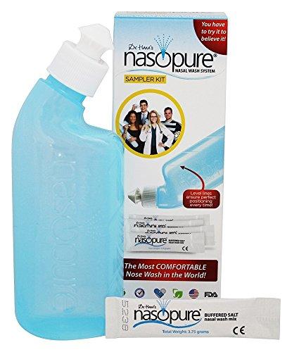 DR HANA'S NASOPURE Nasopure Nasal Wash, Sampler Kit, “The Nicer Neti Pot” Sinus Wash Kit, Comfortable Nasal Rinse 8 Oz Bottle & 4 Salt Packets (3.75 Grams Each), Nasal Congestion, Cold, Flu, Allergy, Nasal Irrigation