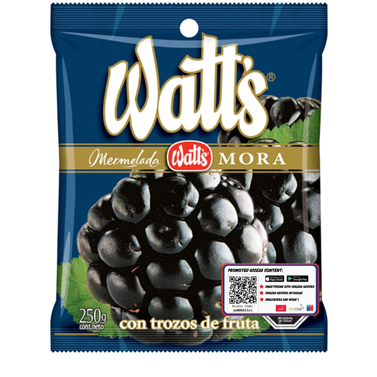 Tipico Chileno 2 X Mermelada Mora Watt\'s. Traditional Blackberry Chilean Jelly Jam Marmalade.2 X 250 Grms (8.8 oz)