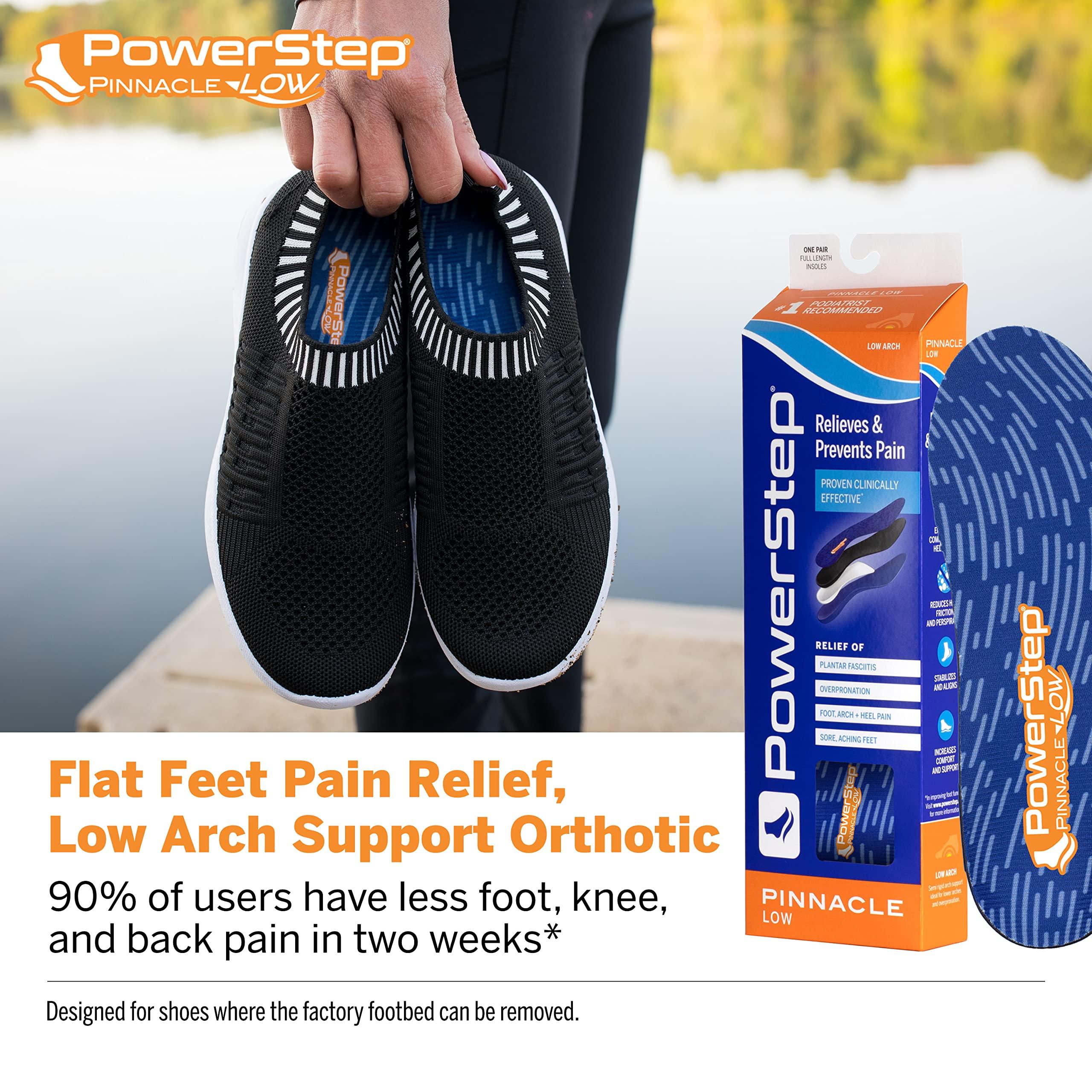 Powerstep PowerStep Insoles, Pinnacle Low Arch, Flat Feet Pain Relief Insole, Low Arch Support Orthotic For Women and Men, M9/W11