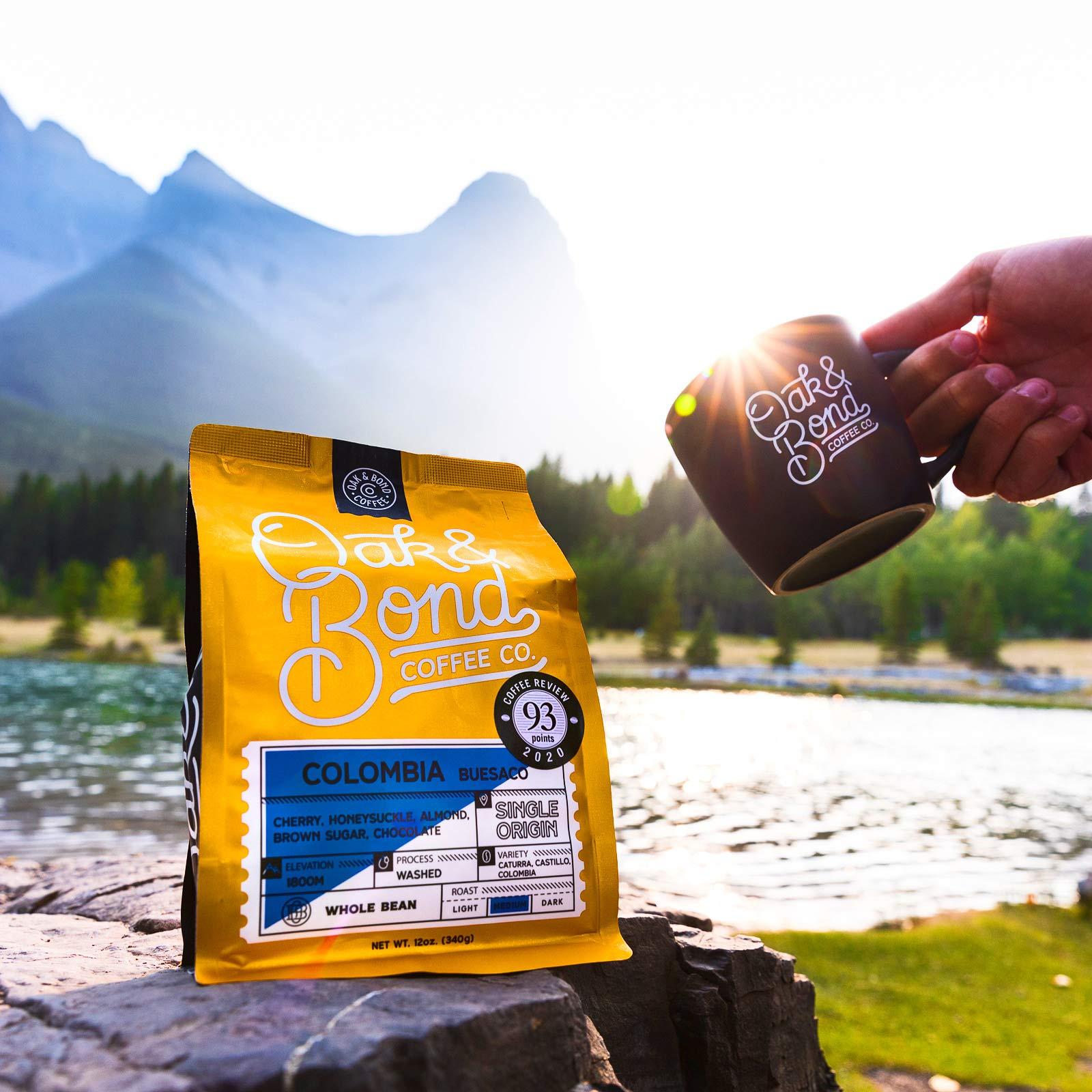 OAK & BOND Oak & Bond Coffee Co. Colombia Single Origin and Espresso Bourbon Barrel Aged Coffee Bundle, Whole Bean Arabica - 22oz. Total