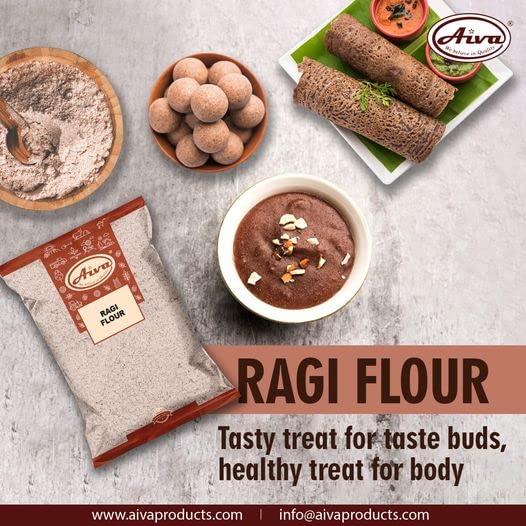 AIVA WE BELIEVE IN QUALITY Aiva Finger Millet Flour | Ragi Flour (4 LB) Stone-Ground Whole Grain Flour for Baking, Cooking, and Traditional Recipes