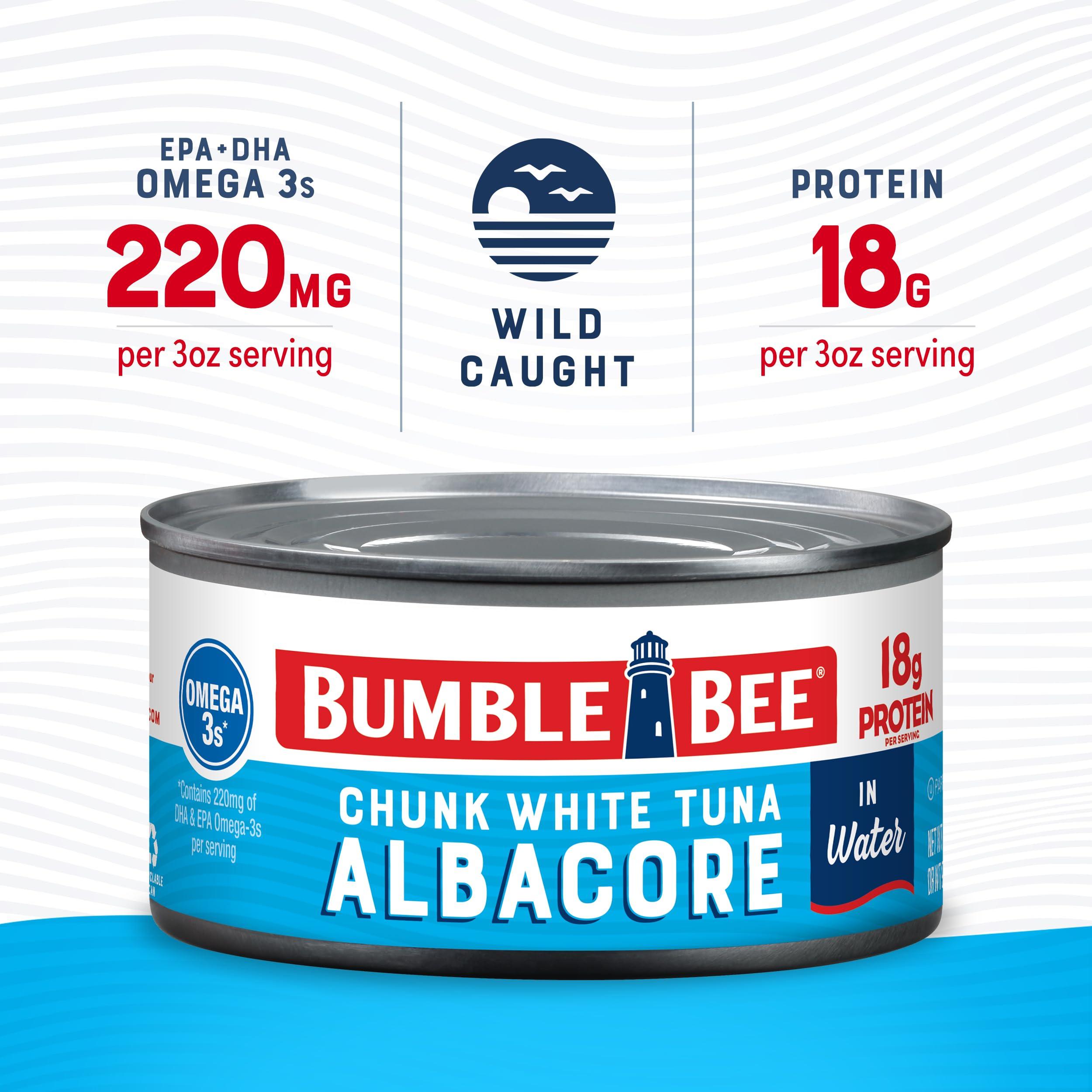 Bumble Bee Bumble Bee Chunk White Albacore Tuna in Water, 12 oz Can (Pack of 12) - Wild Caught Tuna - 18g Protein per Serving, High in Omega-3s - Non-GMO Project Verified, Gluten Free, Kosher