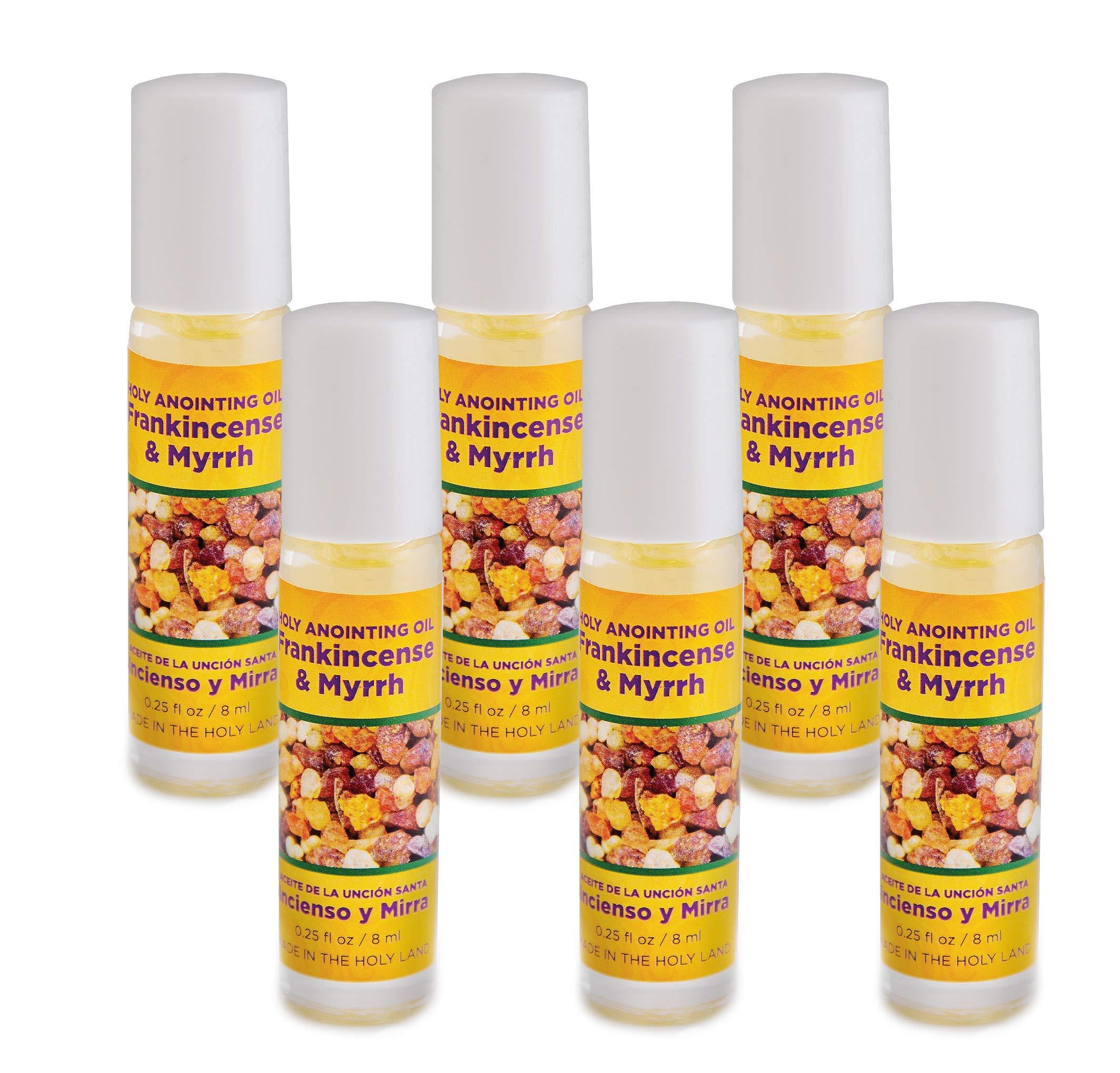 TREE OF LIFE REV. 22:14 Frankincense & Myrrh Holy Land Anointing Oils from Israel, Bulk Set of 6 Bottles, 1/4 oz Each, Made in Jerusalem from Local Herbs and Essences, Gift for Pastors & Priests, Aceite de Incienso y Mirra