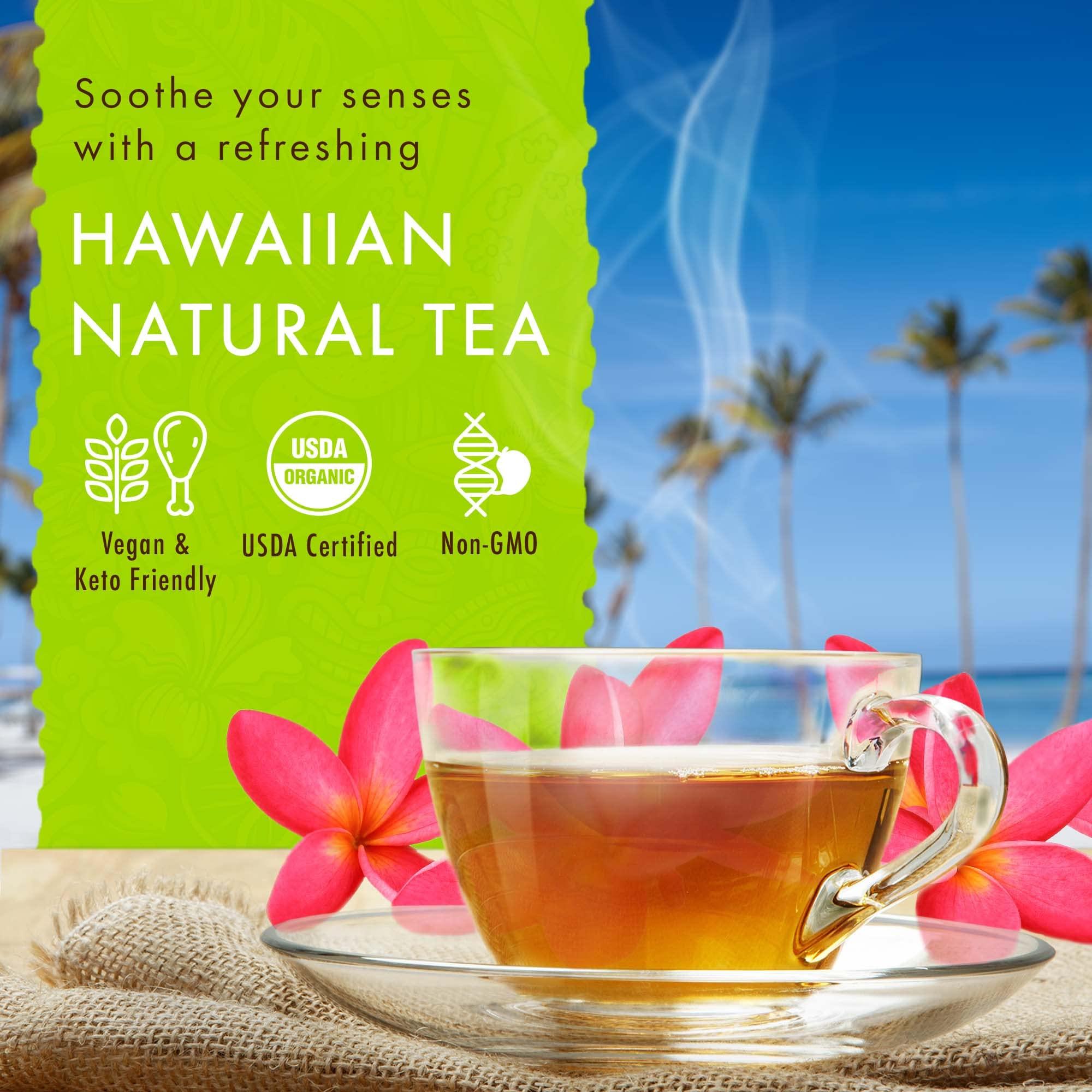 HAWAIIAN NATURAL TEA Hawaiian Natural Tea Passion Fruit Orange Flavored Organic Tea - Tropical Fruit Green Tea Blend with Black Tea - Perfect Daily Cup & Gift for Tea Lovers - 60 Tea Bags