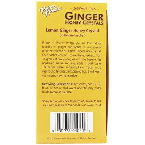 Prince Of Peace Prince of Peace Instant Natural Lemon Ginger Honey Crystals, 10 Sachets  Instant Hot or Cold Beverage for Nausea Relief and Soothes Throat  Easy to Brew Ginger and Honey Crystals