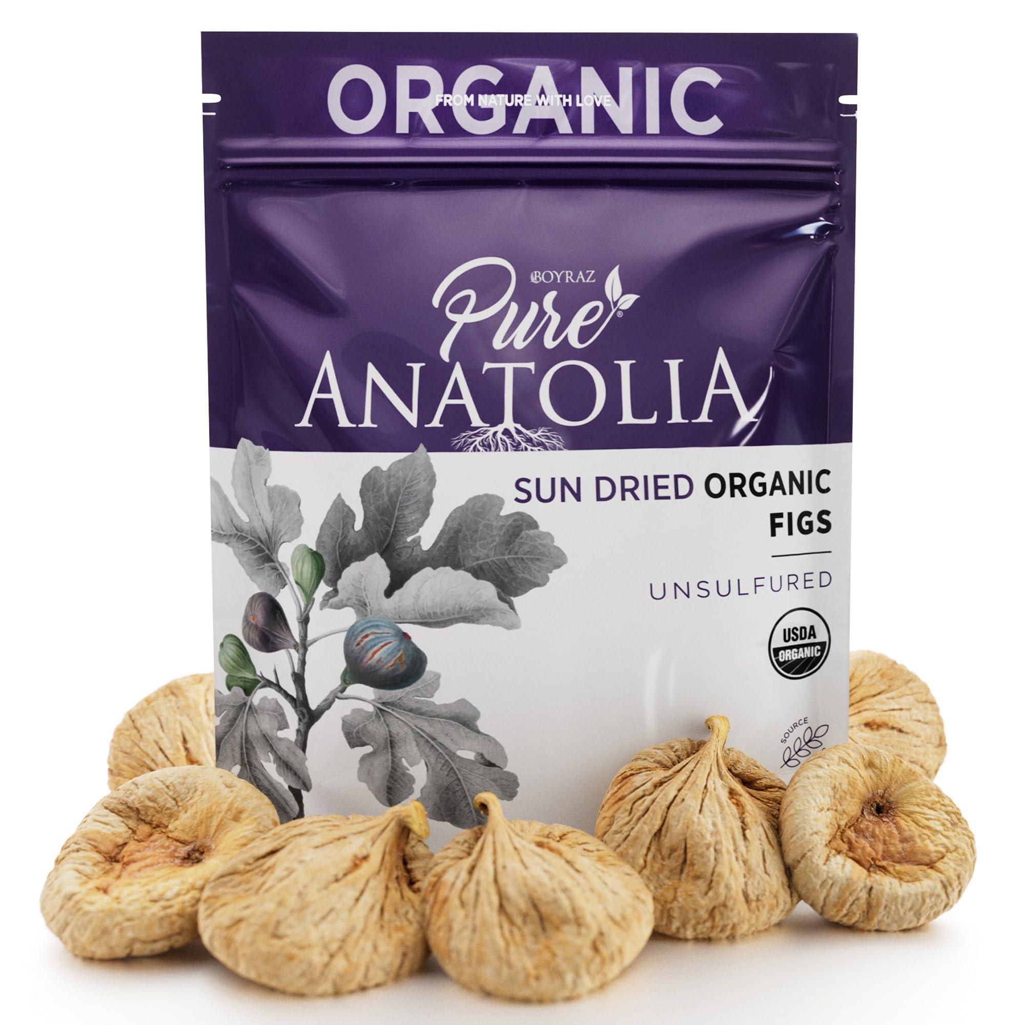 Boyraz Pure Anatolia 100% Organic Turkish Sun Dried Figs by Pure Anatolia - Non GMO, No Sugar Added, Sulfur Free, Kosher - Healthy Whole Fruit Fiber Snacks - 5 oz Resealable Packs
