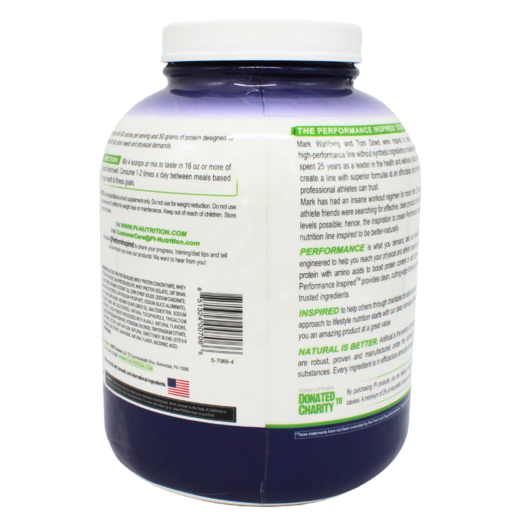 PERFORMANCE INSPIRED Performance Inspired Nutrition Smart Mass Gainer - Recover & Rebuild Muscles - Contains Added L-Glutamine – Big 50G Protein - Creatine - Fiber - Digestive Enzymes - Chocolate Milkshake - 6 Pounds