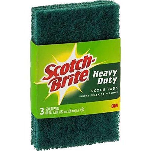 3m-Commercialtapediv. Heavy-Duty Scour Pad, 3.8w x 6\"L, Green, 3/Pack