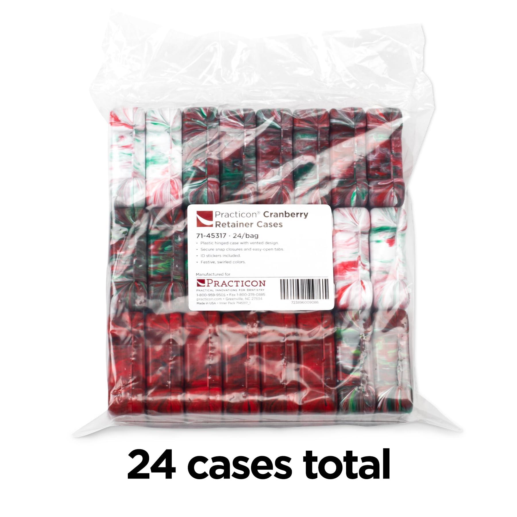 Practicon Practicon Easy Open Retainer Cases, Assorted Cranberry Swirl Colors, Bulk Pack of 24