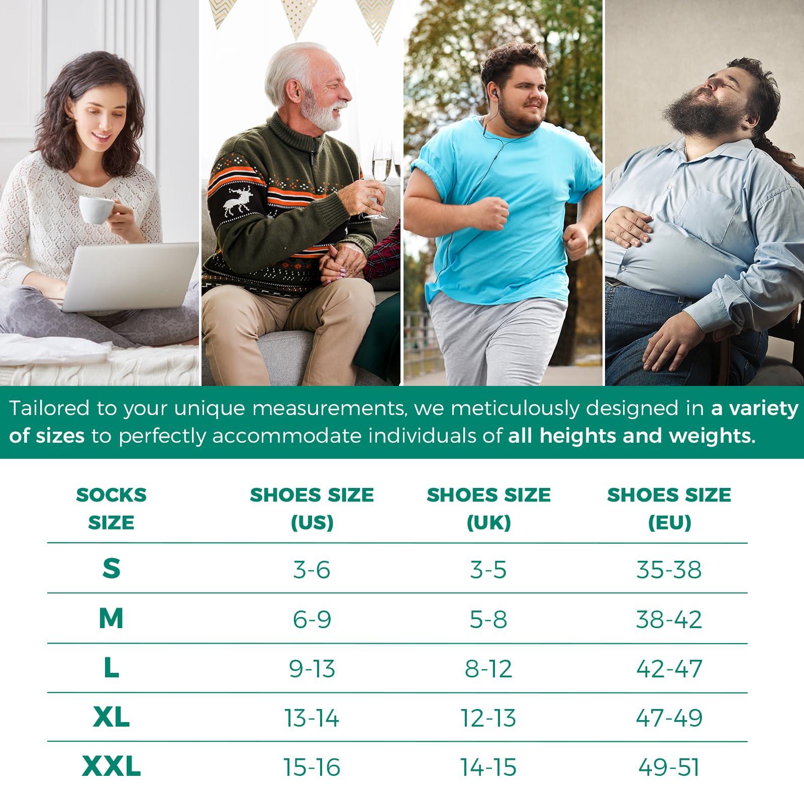 Rahhint Pro Rahhint Pro Extra Wide Merino Wool Diabetic Socks for Men Women, Bamboo Viscose Crew Dress Socks Breathable Soft Loose Fit