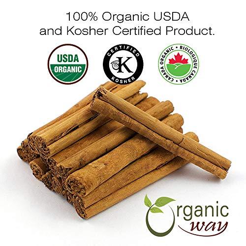 Organic Way Organic Way Premium Cinnamon Cassia Cut & Sifted (Cinnamomum cassia) - Adds Flavour & Aroma | Organic & Kosher Certified | Vegan, Non GMO & Gluten Free | USDA Certified | Origin - India (1LBS / 16OZ)